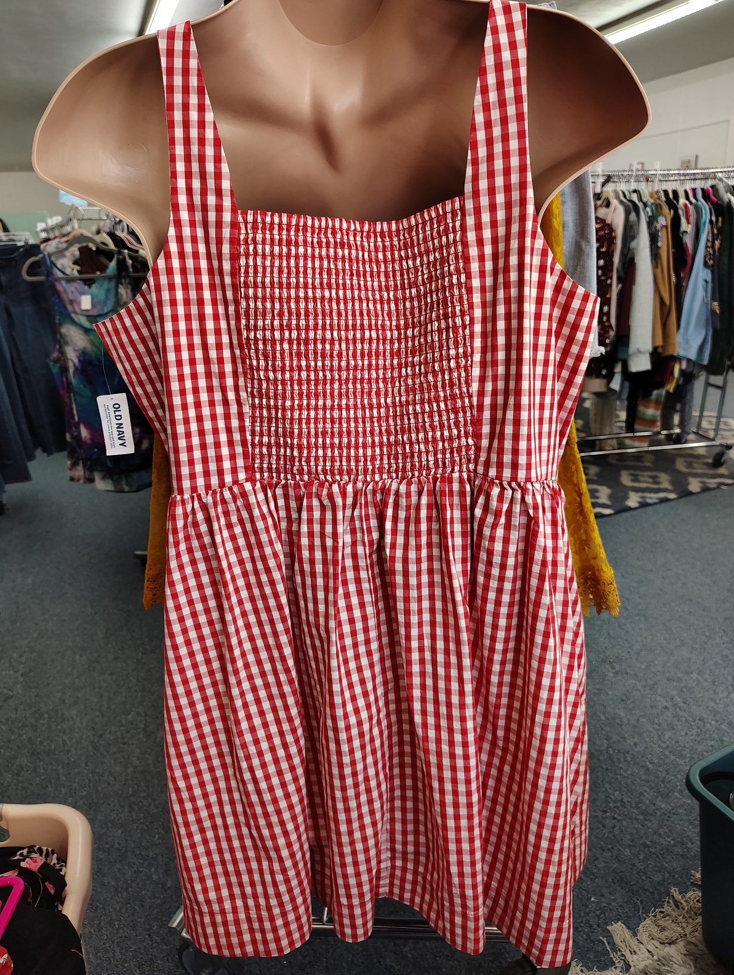 Old Navy NWT red and white plaid pinup dress size xxl