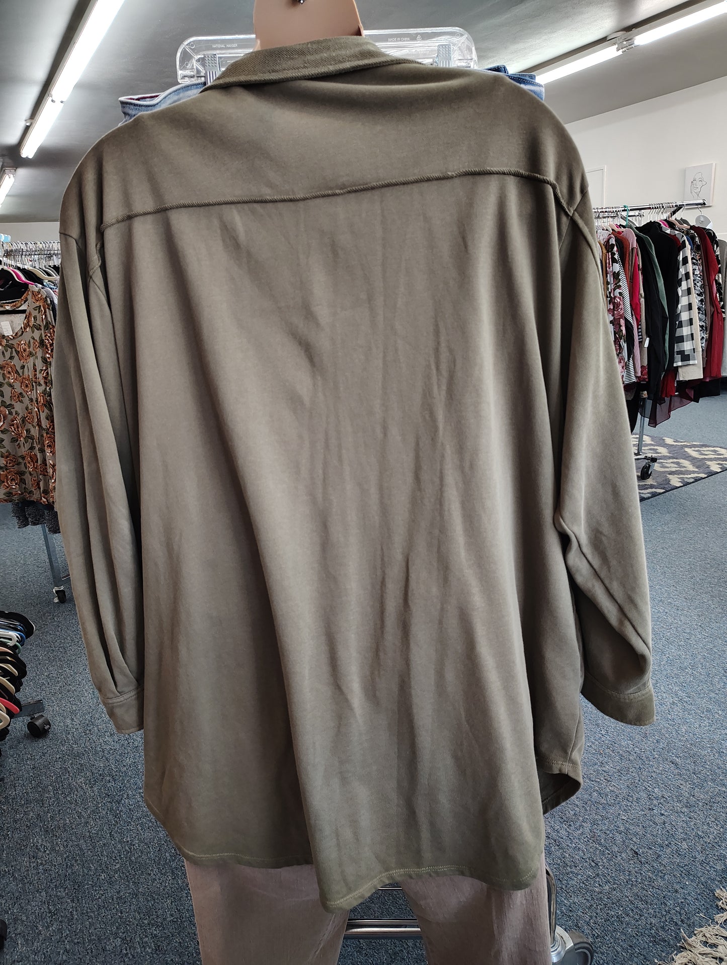 Maurices olive green knit long shacket size 3x