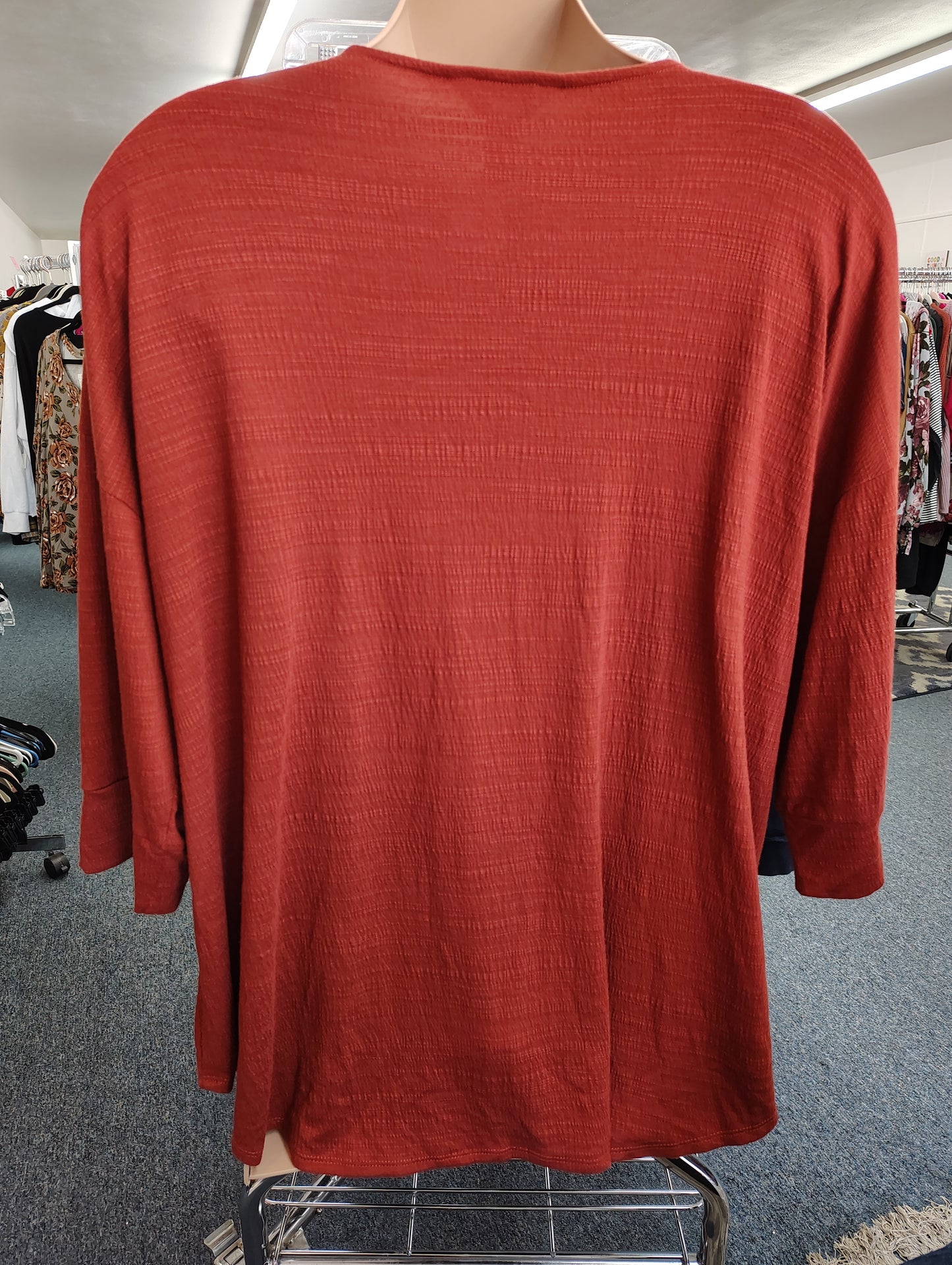 CJ Banks orange buttons drop shoulder top size 3x
