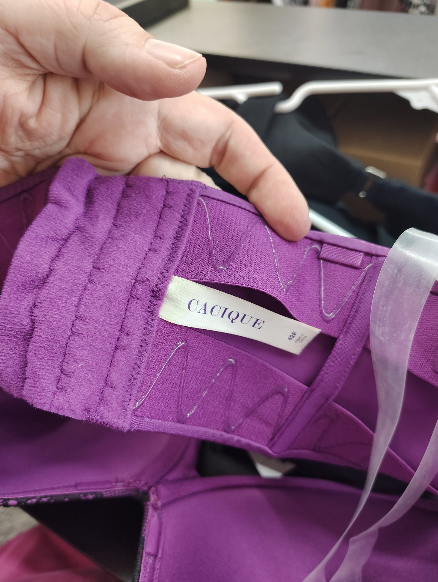 Cacique purple strapless bra with lace size 42F