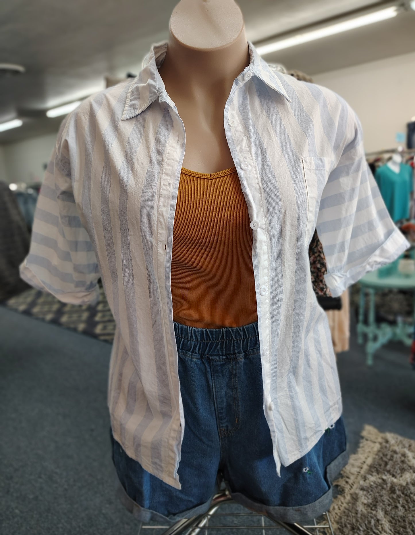 Miss Look striped button front top size 1x