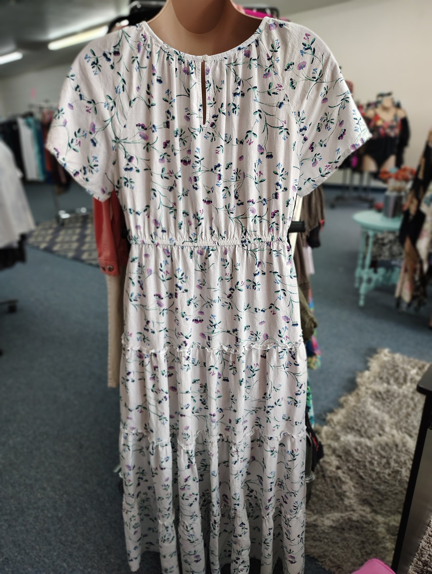 St John's Bay floral tiered boho maxi dress size XL