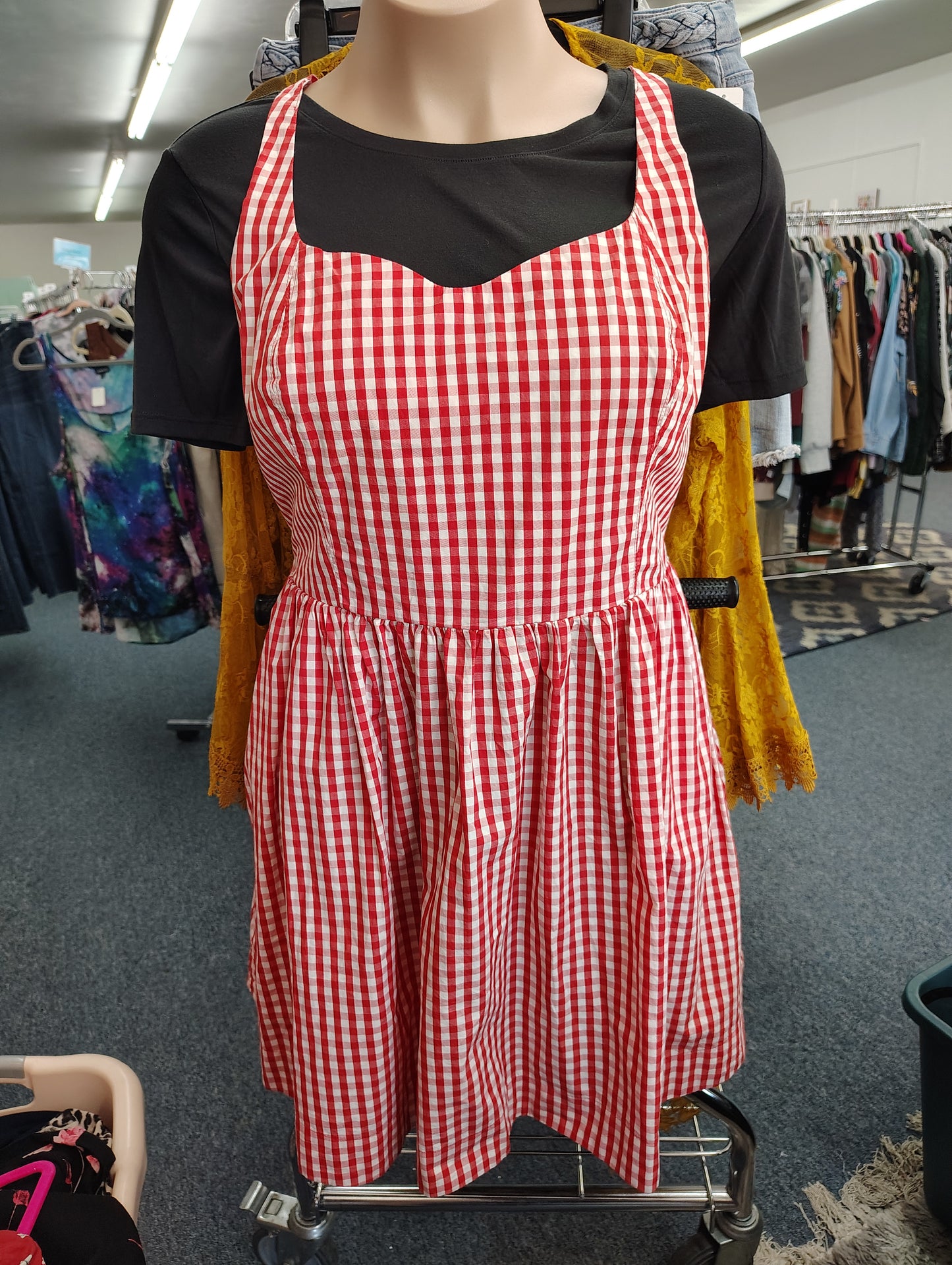 Old Navy NWT red and white plaid pinup dress size xxl