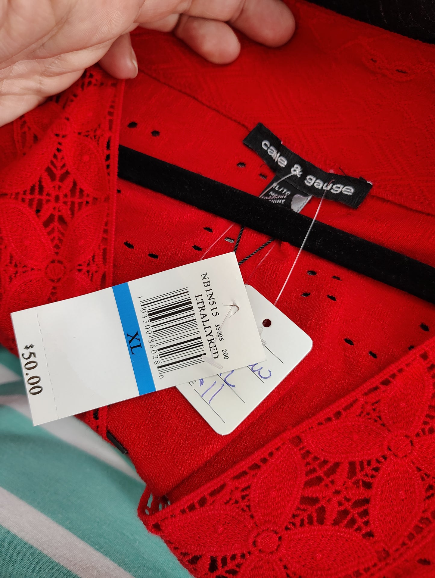 Cable & Gauge red NWT eyelet dress top size xl