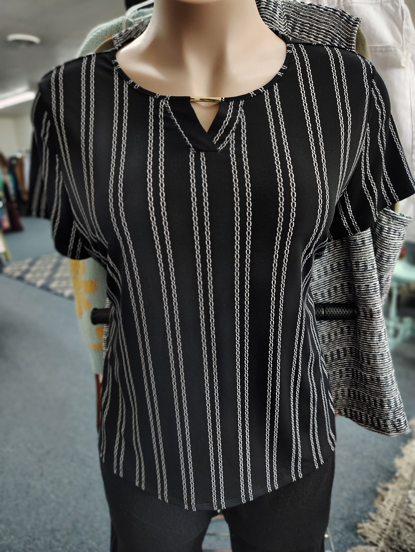 Liz Claiborne black white striped dress top size xxl