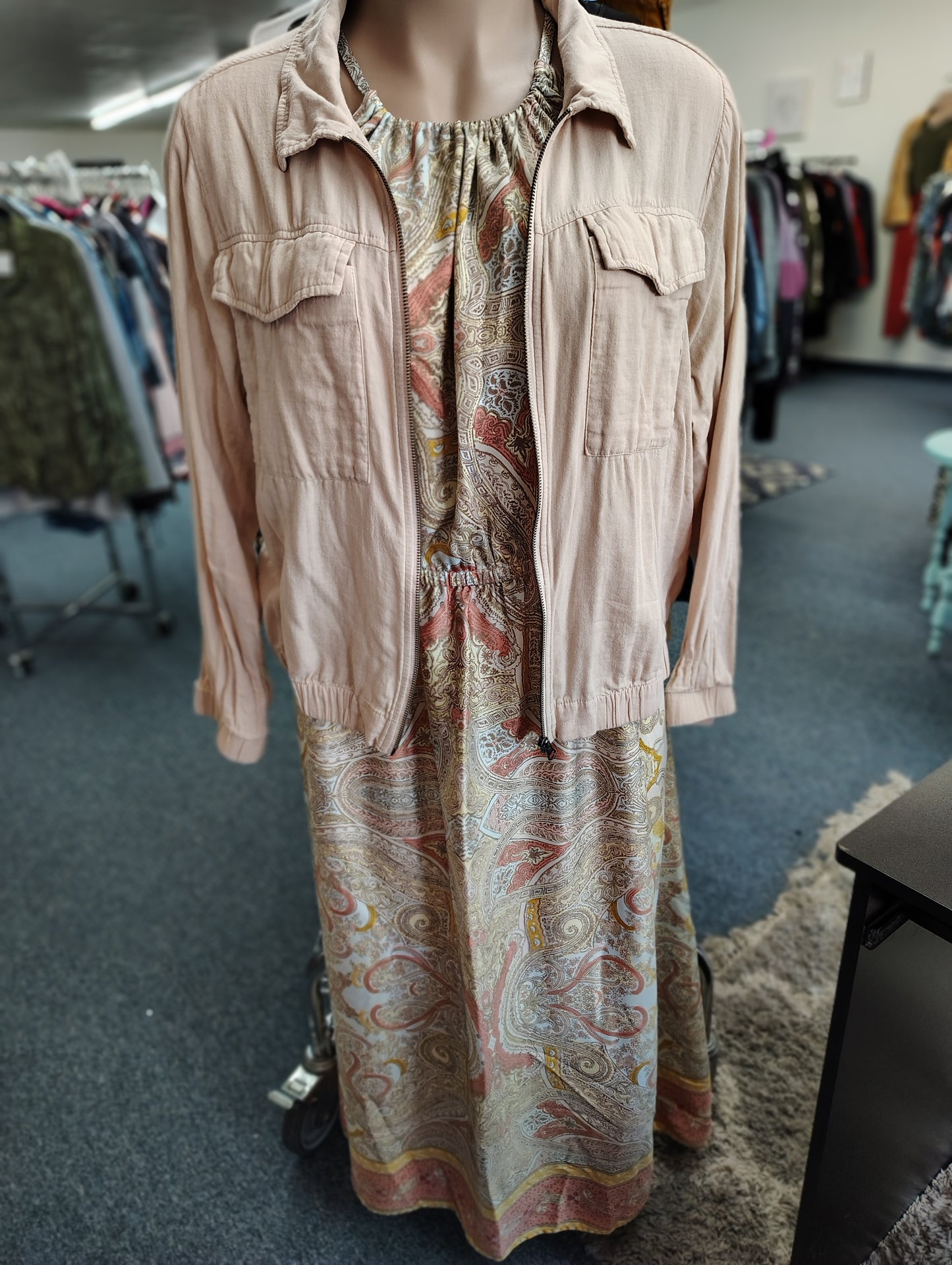 Torrid tan zip front linen jacket size 3x