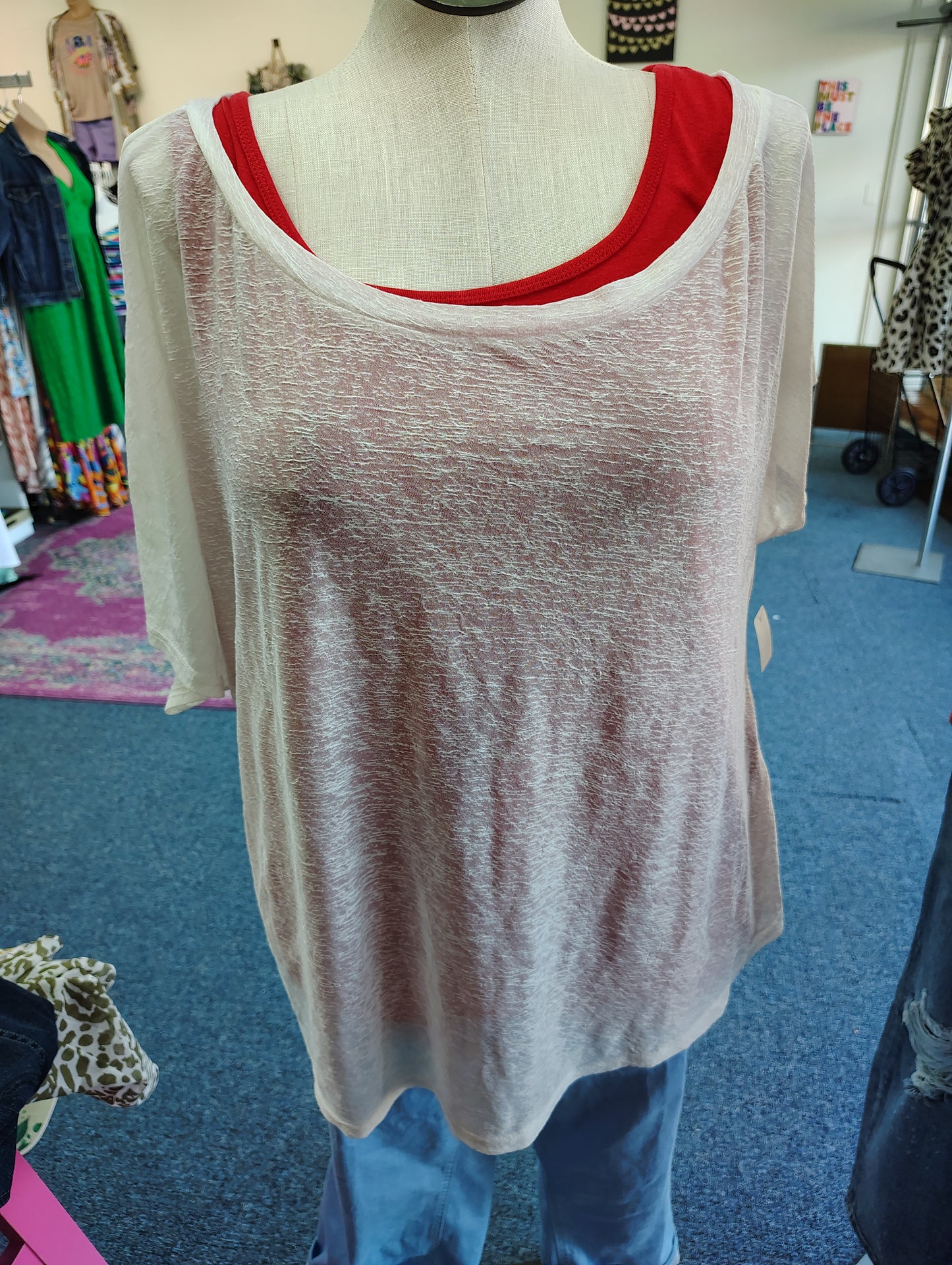 Shein semi sheer white top size 3x