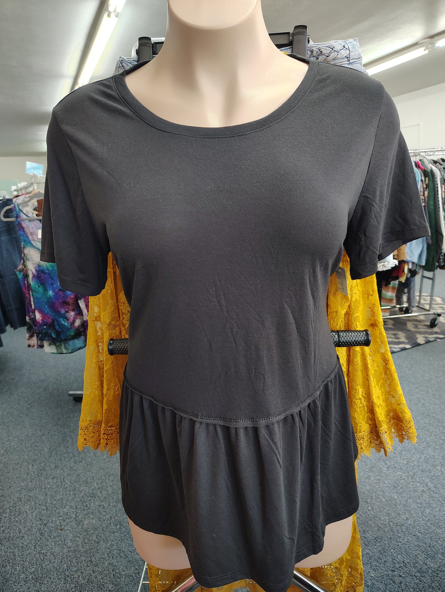 Wrights black peplum knit top size 2x