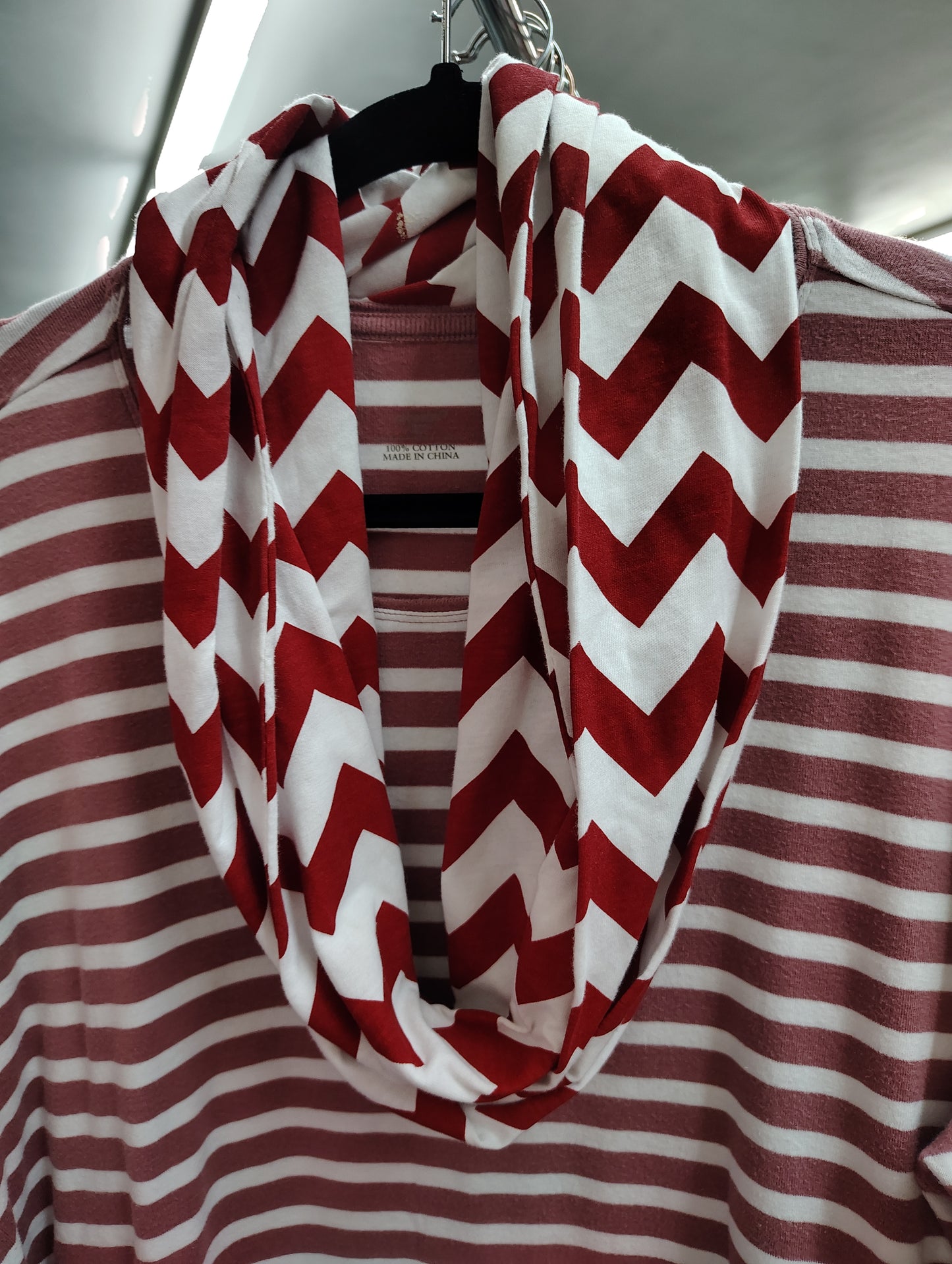 CJ Banks red and white striped top 2x