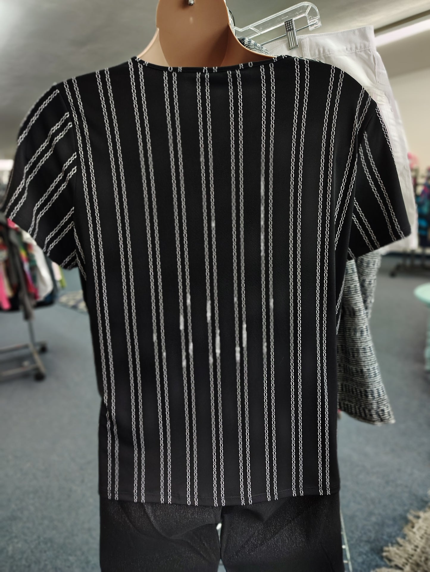 Liz Claiborne black white striped dress top size xxl
