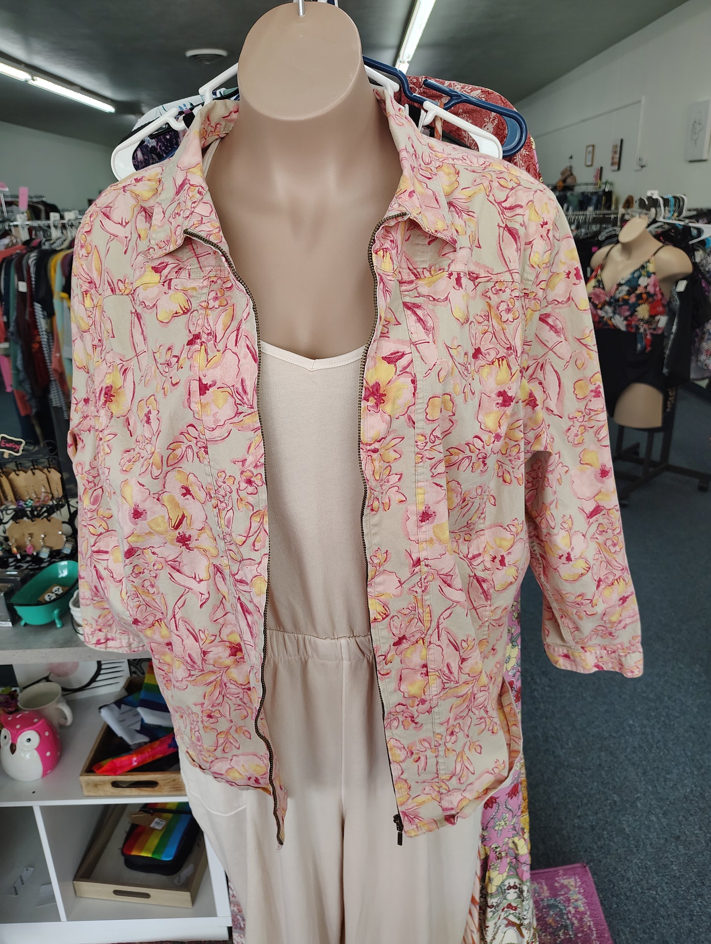 Liz & Me floral zip front jacket size 4x