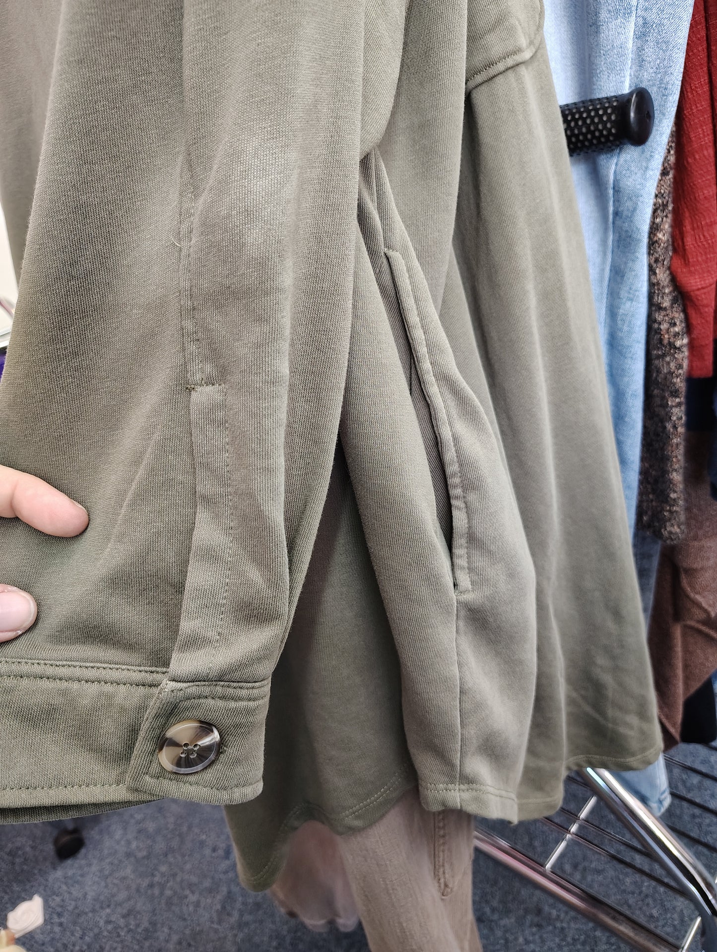 Maurices olive green knit long shacket size 3x