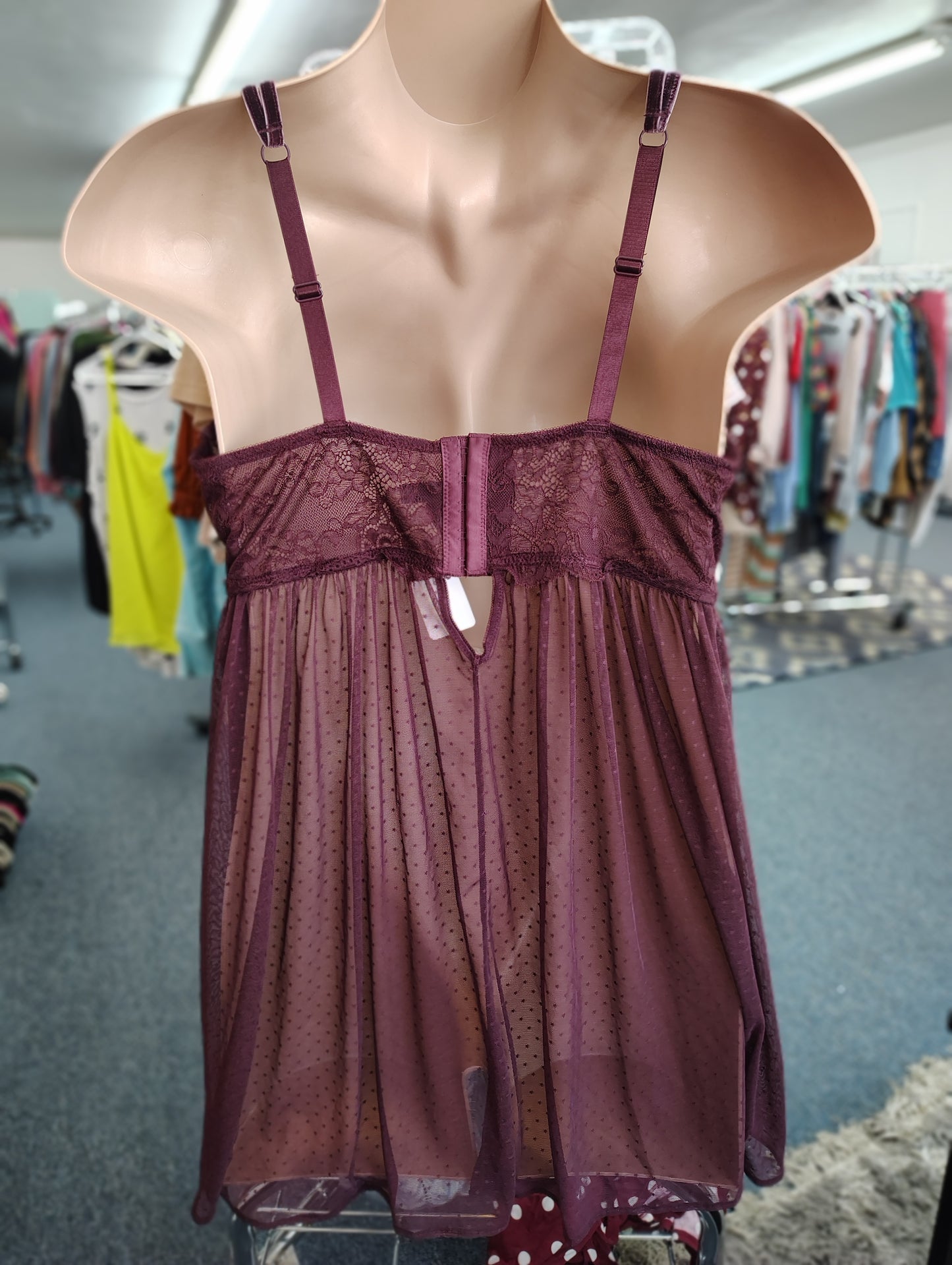 Torrid babydoll chemise underwire purple velvet and lace 3x