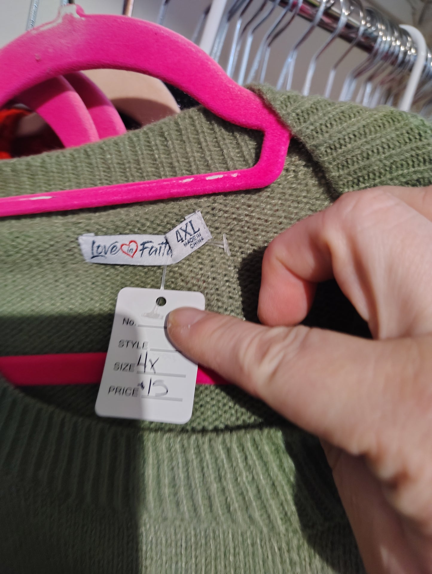 Love In Faith green O Holy Night Christmas sweater size 4x