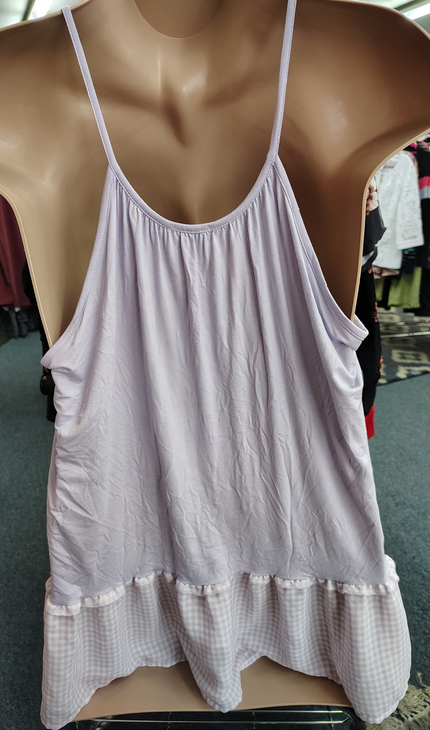 e Luna light purple tank top with plaid bottom size 2x