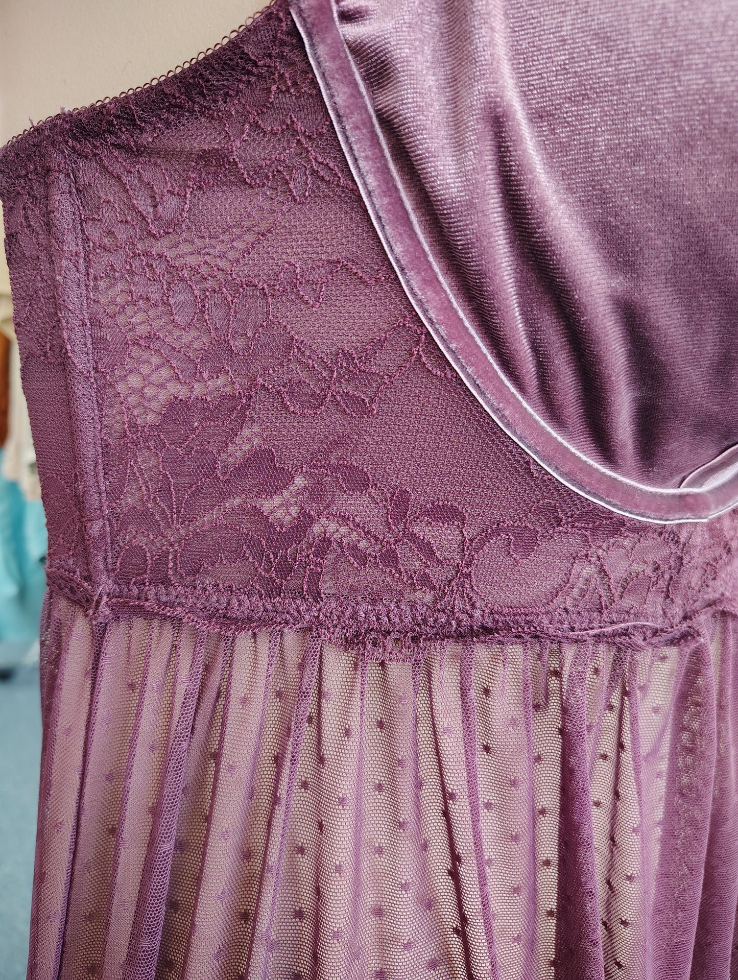 Torrid babydoll chemise underwire purple velvet and lace 3x