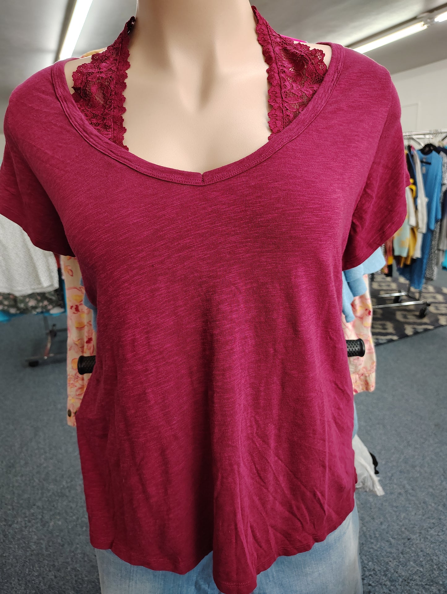 Torrid maroon top with lace halter look size 4x