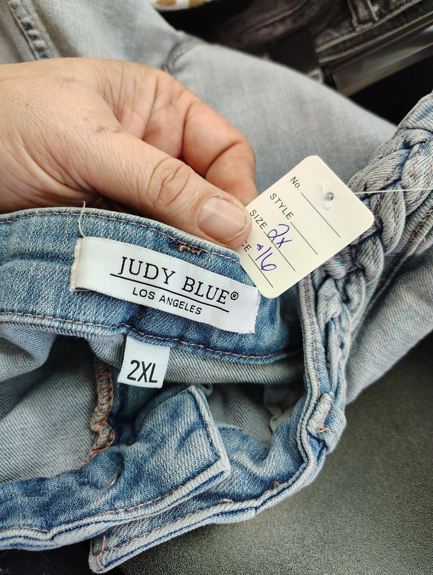 Judy Blue braided waist stretchy denim shorts size 2x