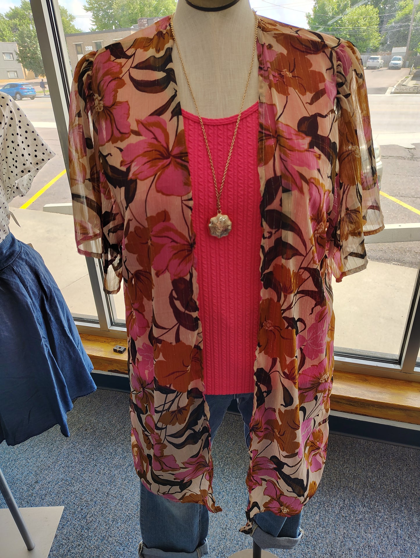 Maurices semi sheer floral kimono size 0x