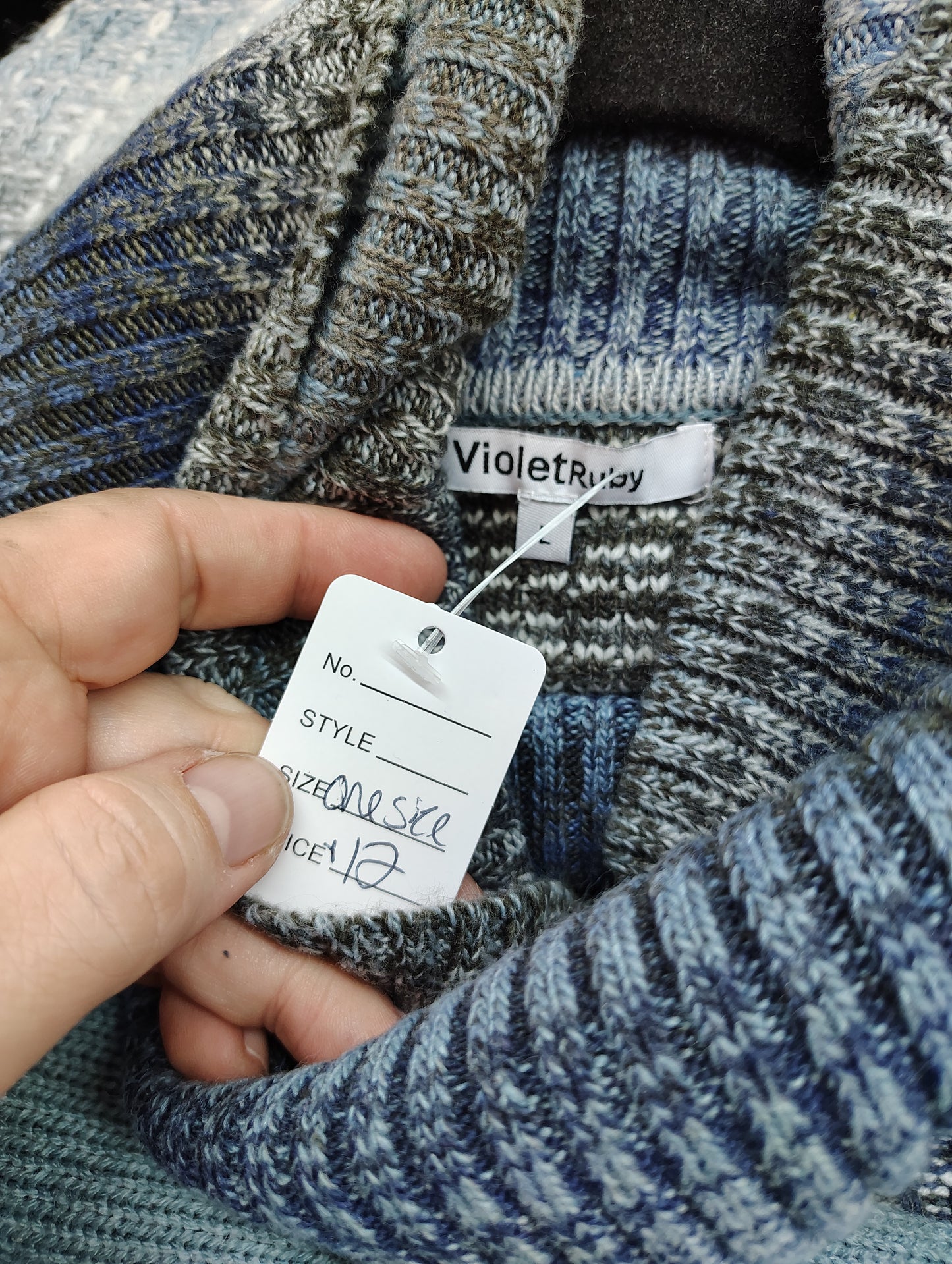 Striped short sleeve turtleneck sweater cape one size