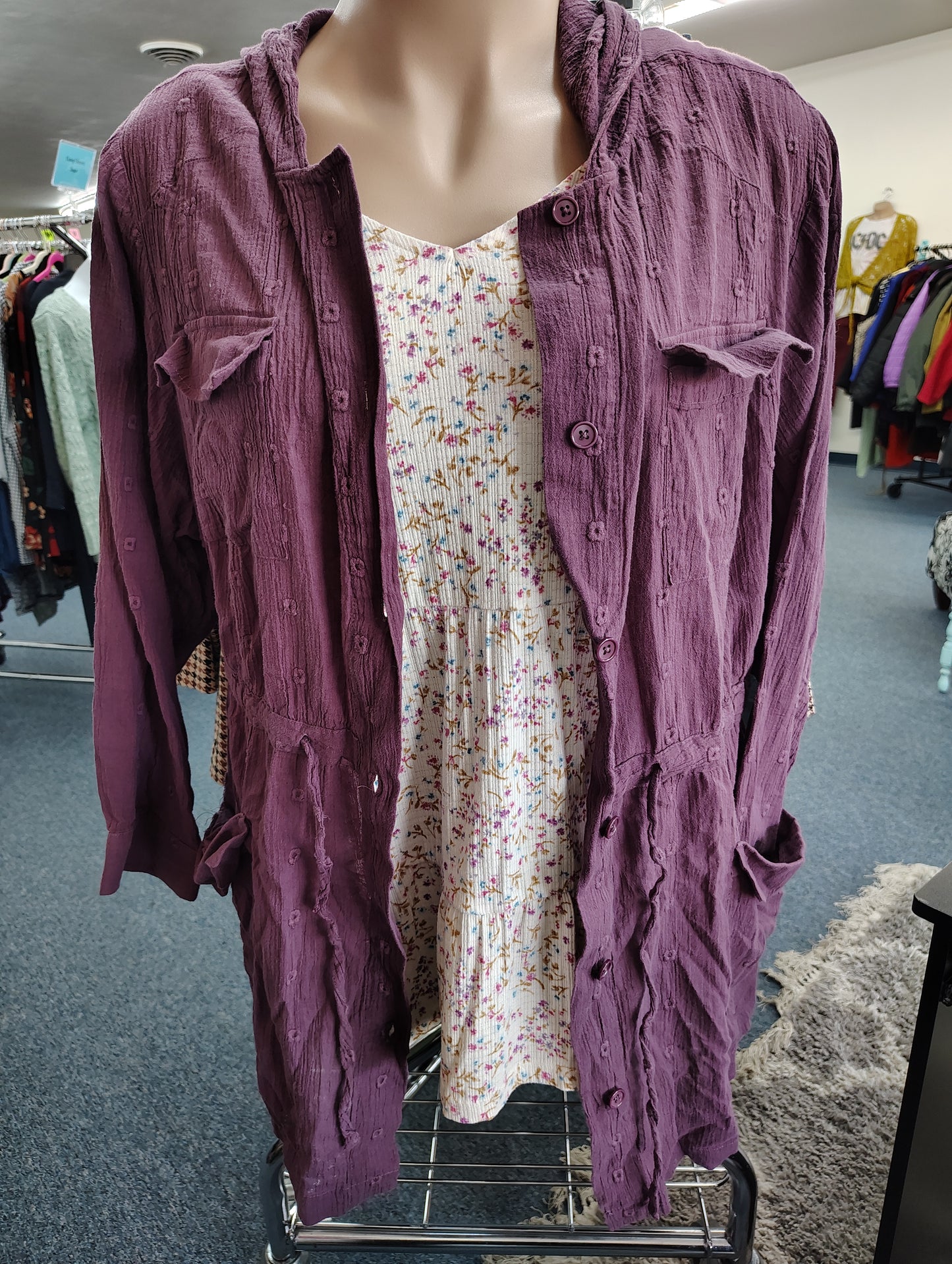 Torrid purple button front thermal hooded shirt size 6x