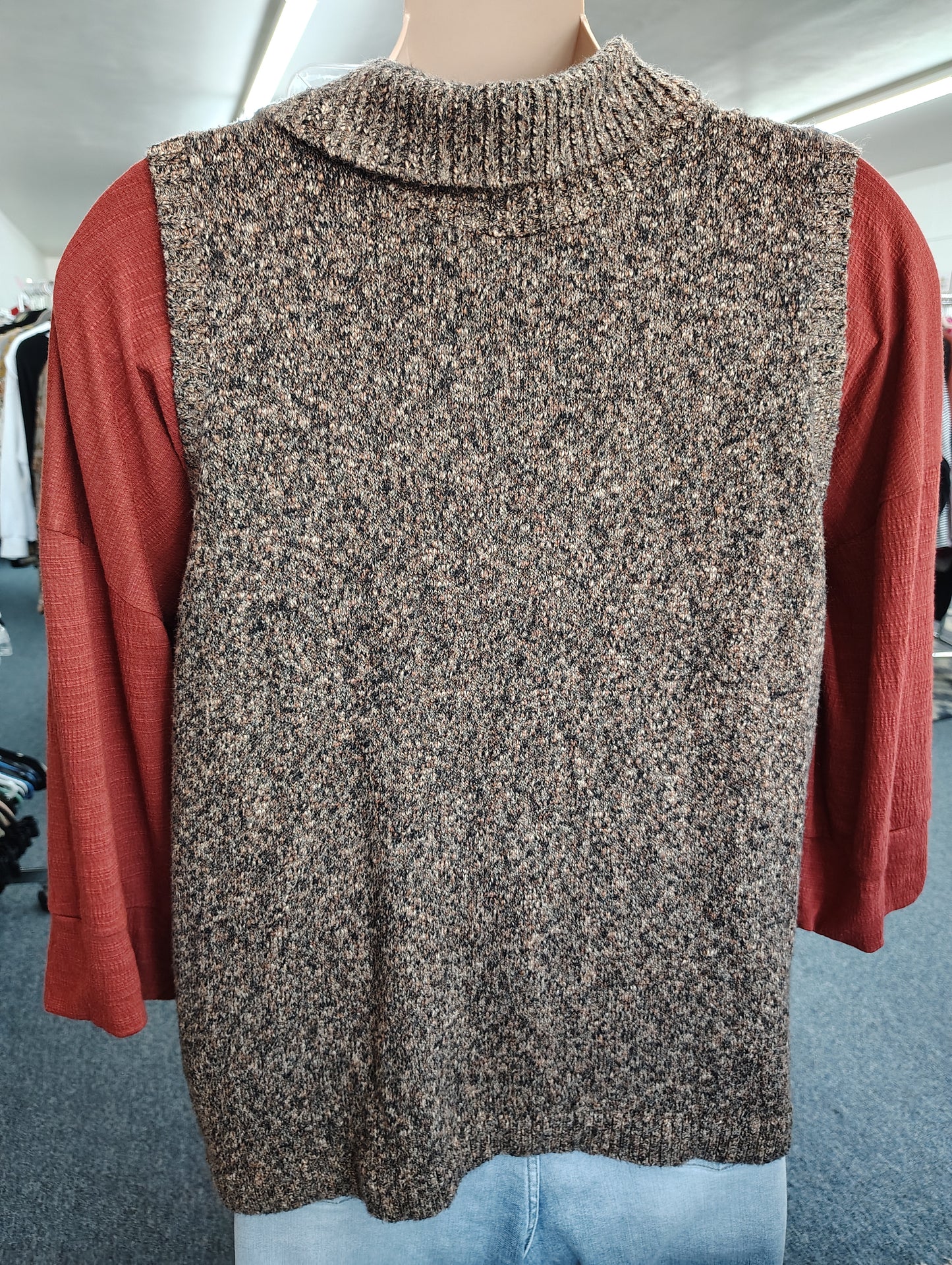 CJ Banks button front brown cardigan vest size 3x