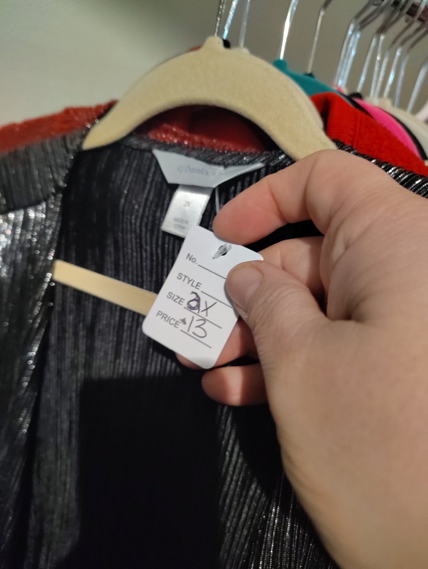 CJ Banks black and silver pleated coverup size 2x