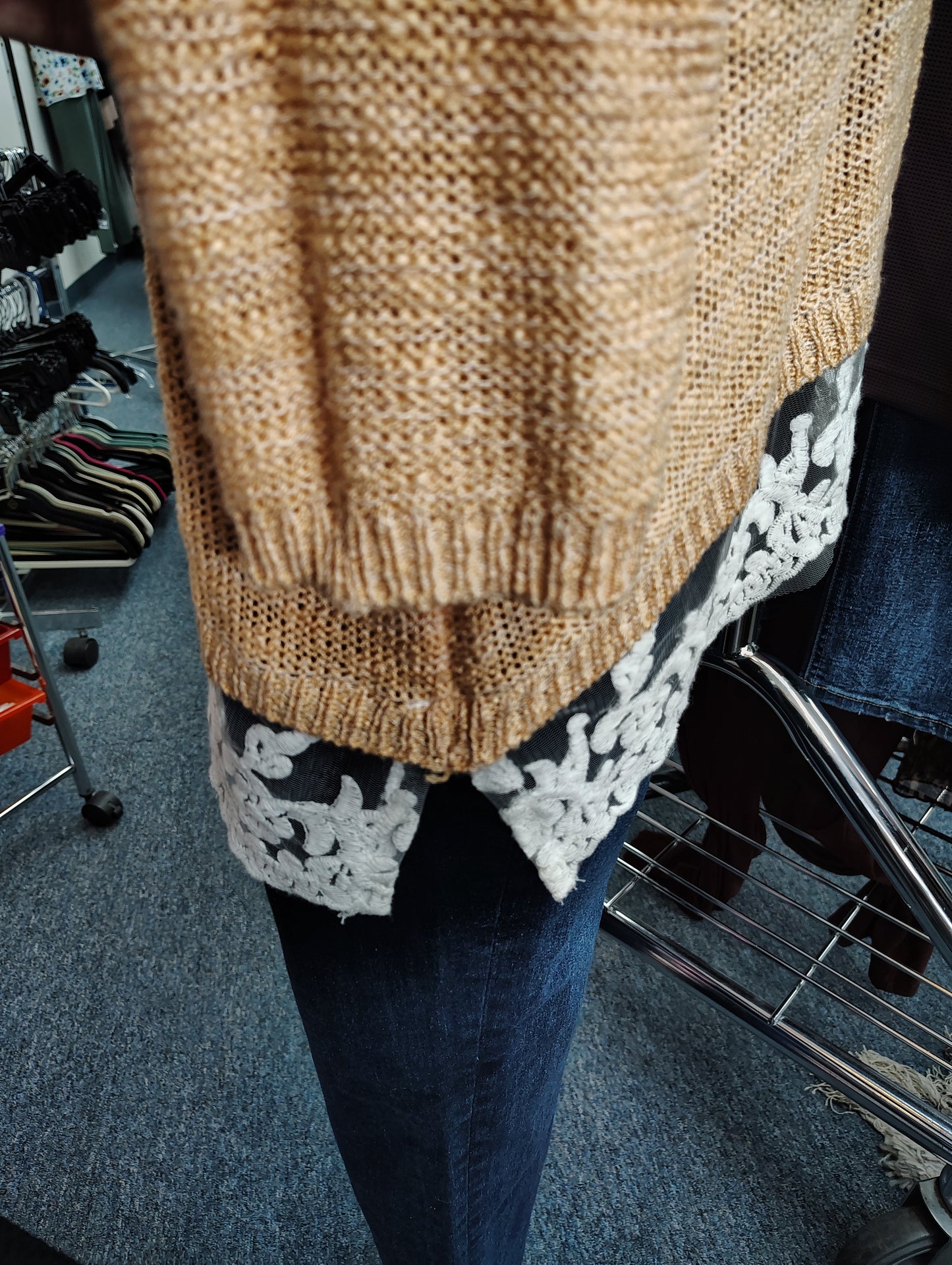 Style & Co orange lace trim sweater size 1x