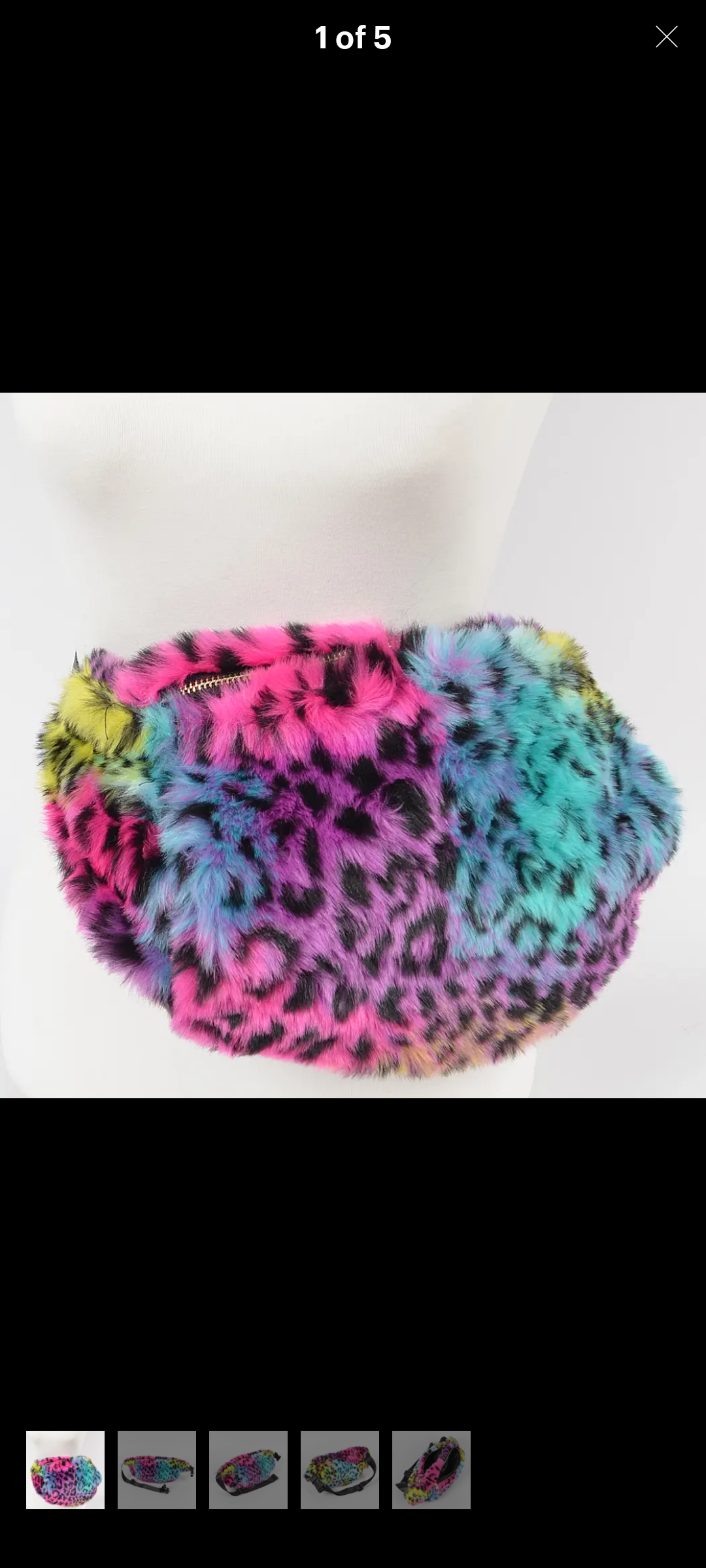 New fuzzy animal print fanny pack with zipper pocket