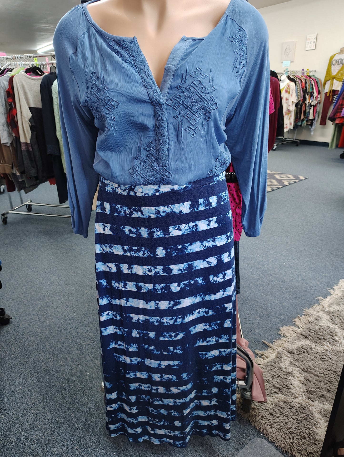 a.n.a. knit maxi skirt striped and tie dye size 2x