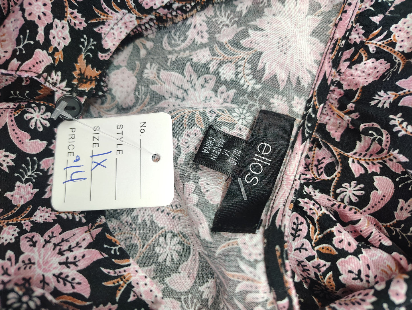 Ellos pink floral short sleeve dress size 1x 14