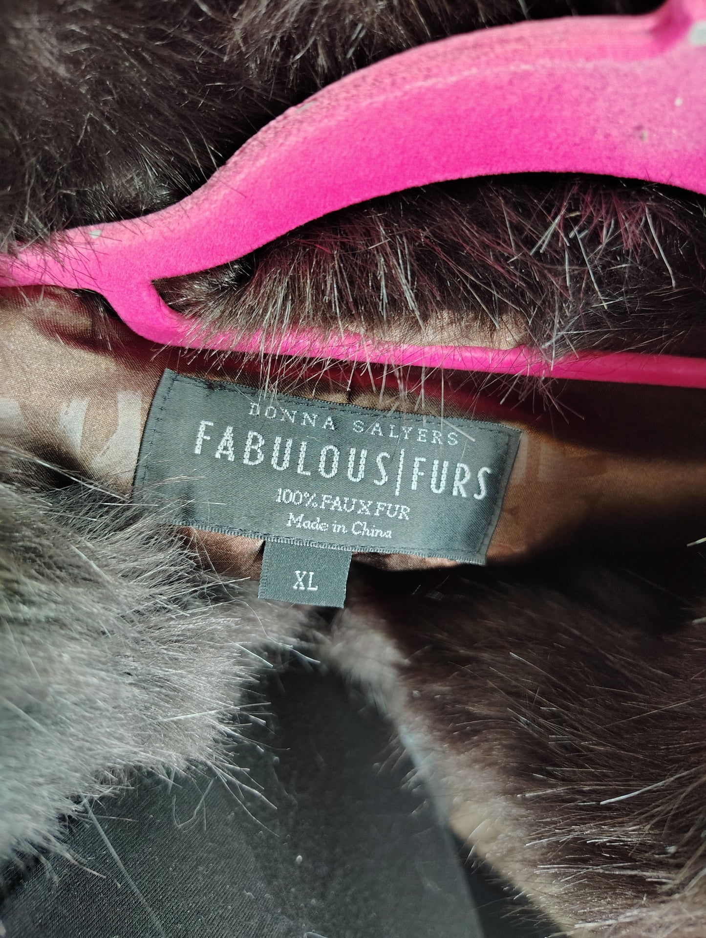 Donna Salyers Fabulous Furs brown faux fur coat size XL