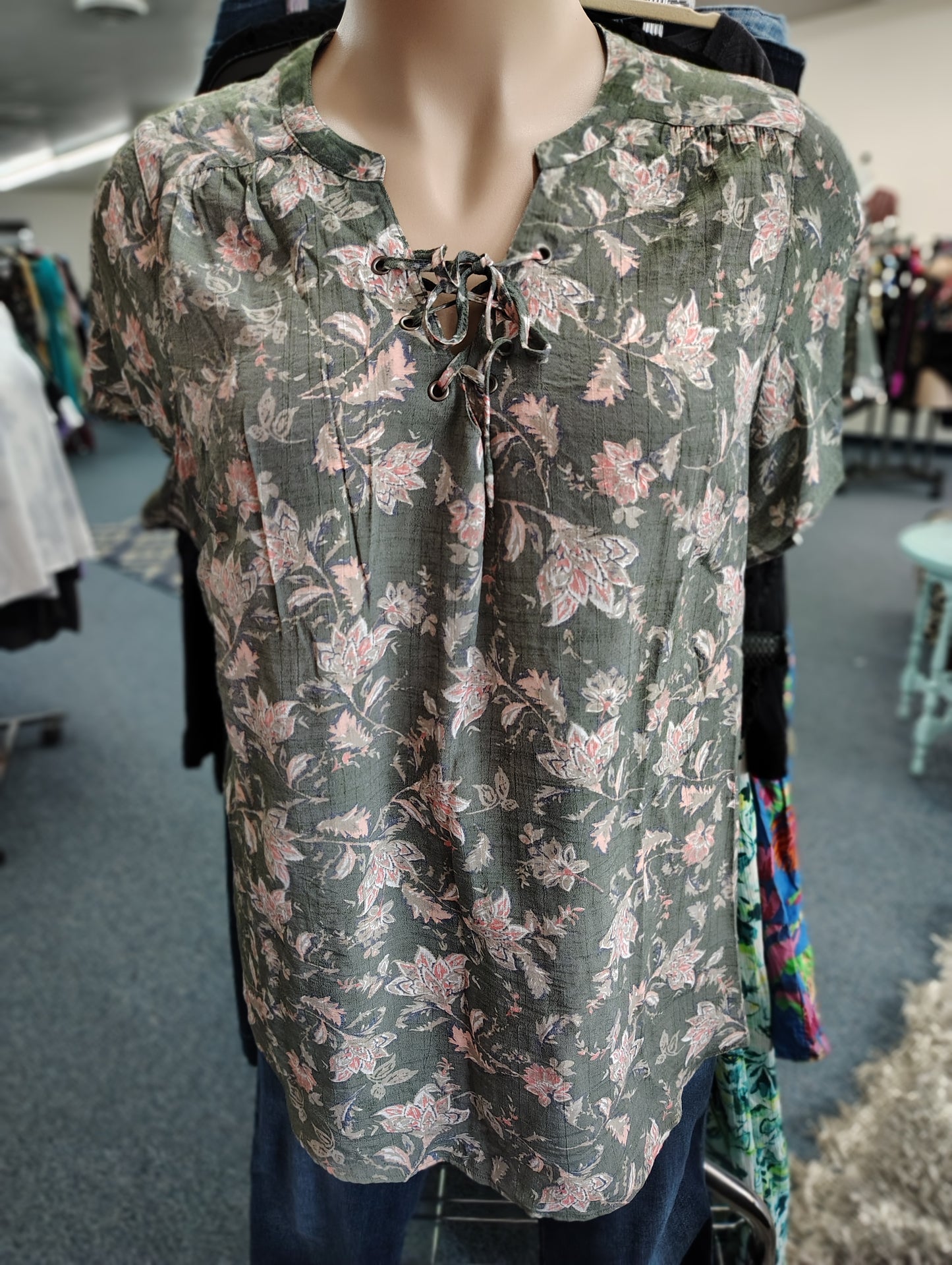 St John's Bay floral boho top size 2x