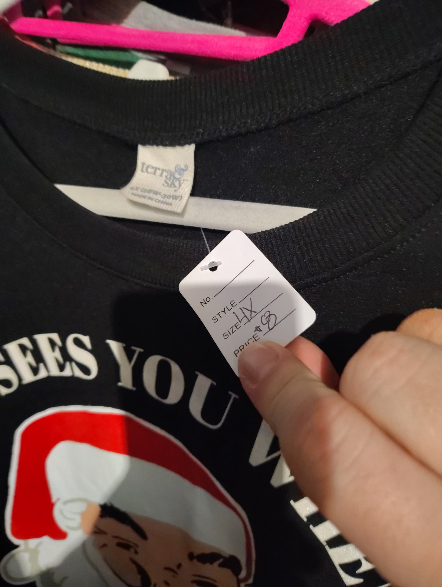 Terra & Sky black Santa sees you drinking sweatshirt 4x