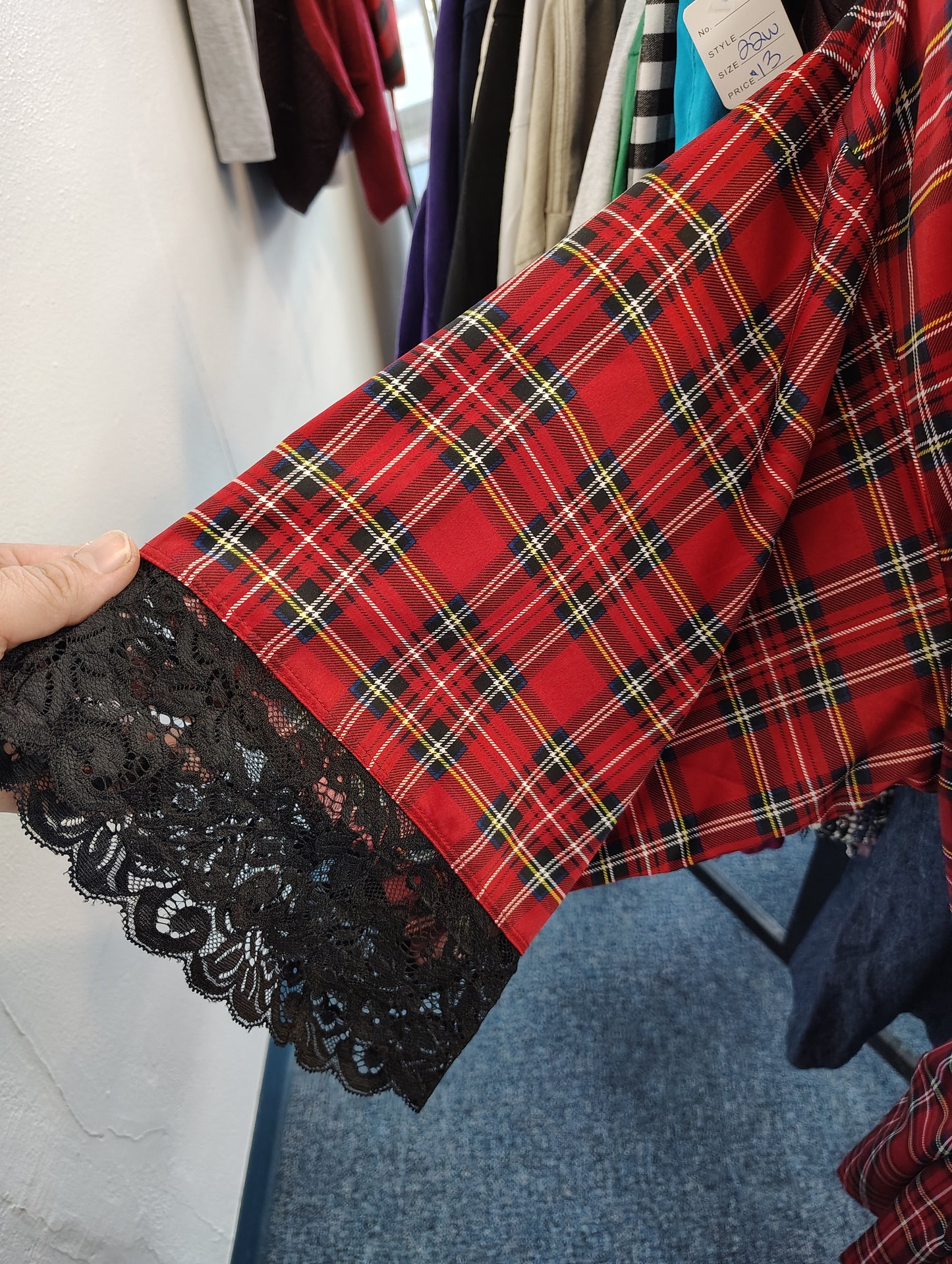 Torrid Curve plaid lace trim slinky robe size 1x