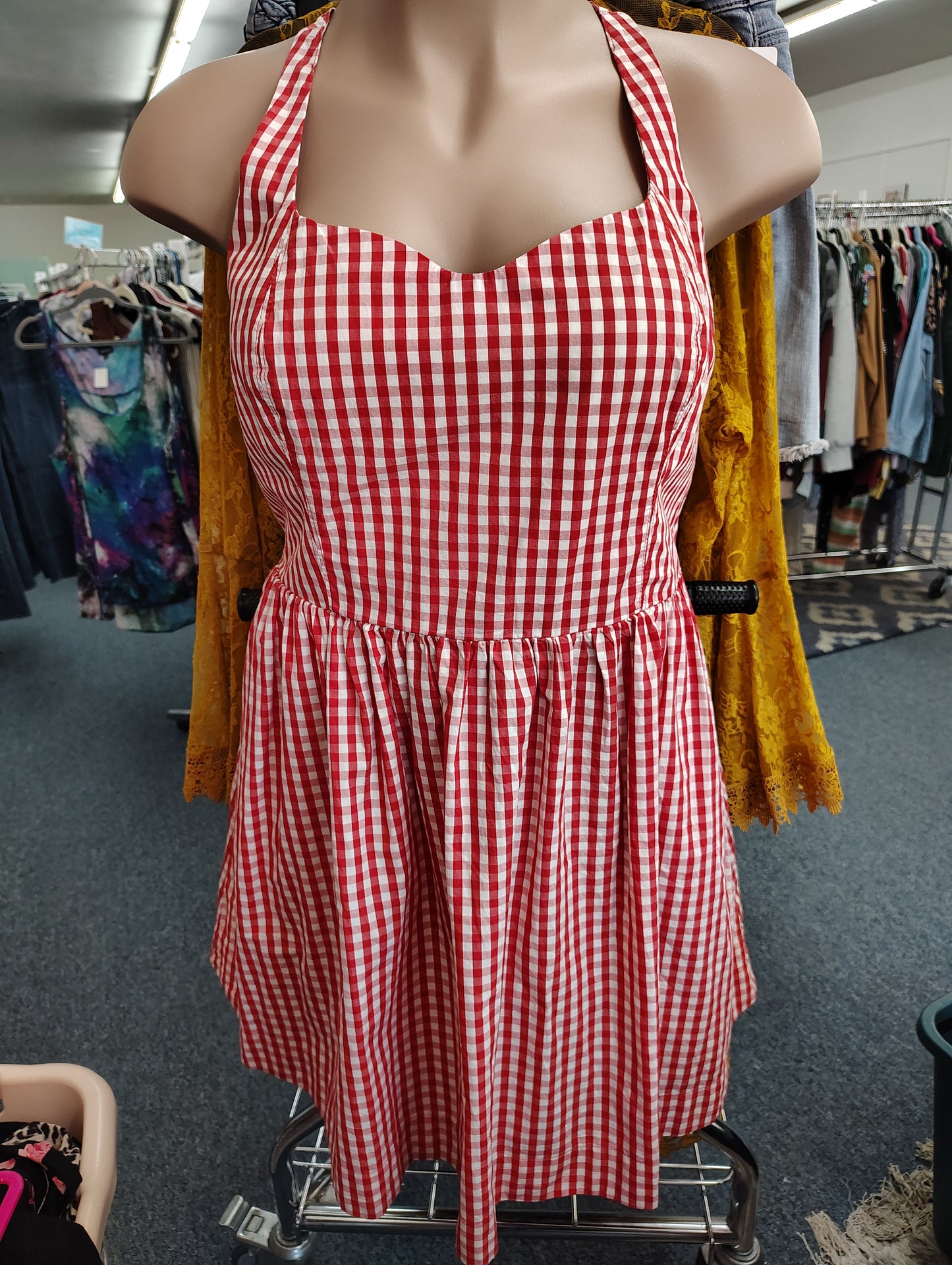 Old Navy NWT red and white plaid pinup dress size xxl