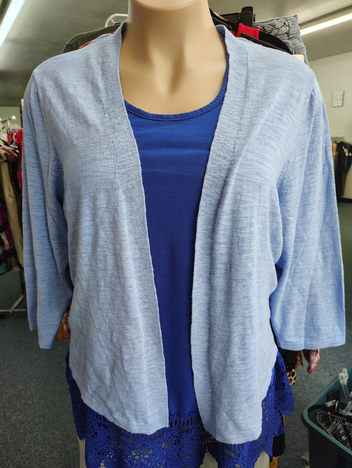 Croft & Barrow light blue lightweight cardigan sweater 1x