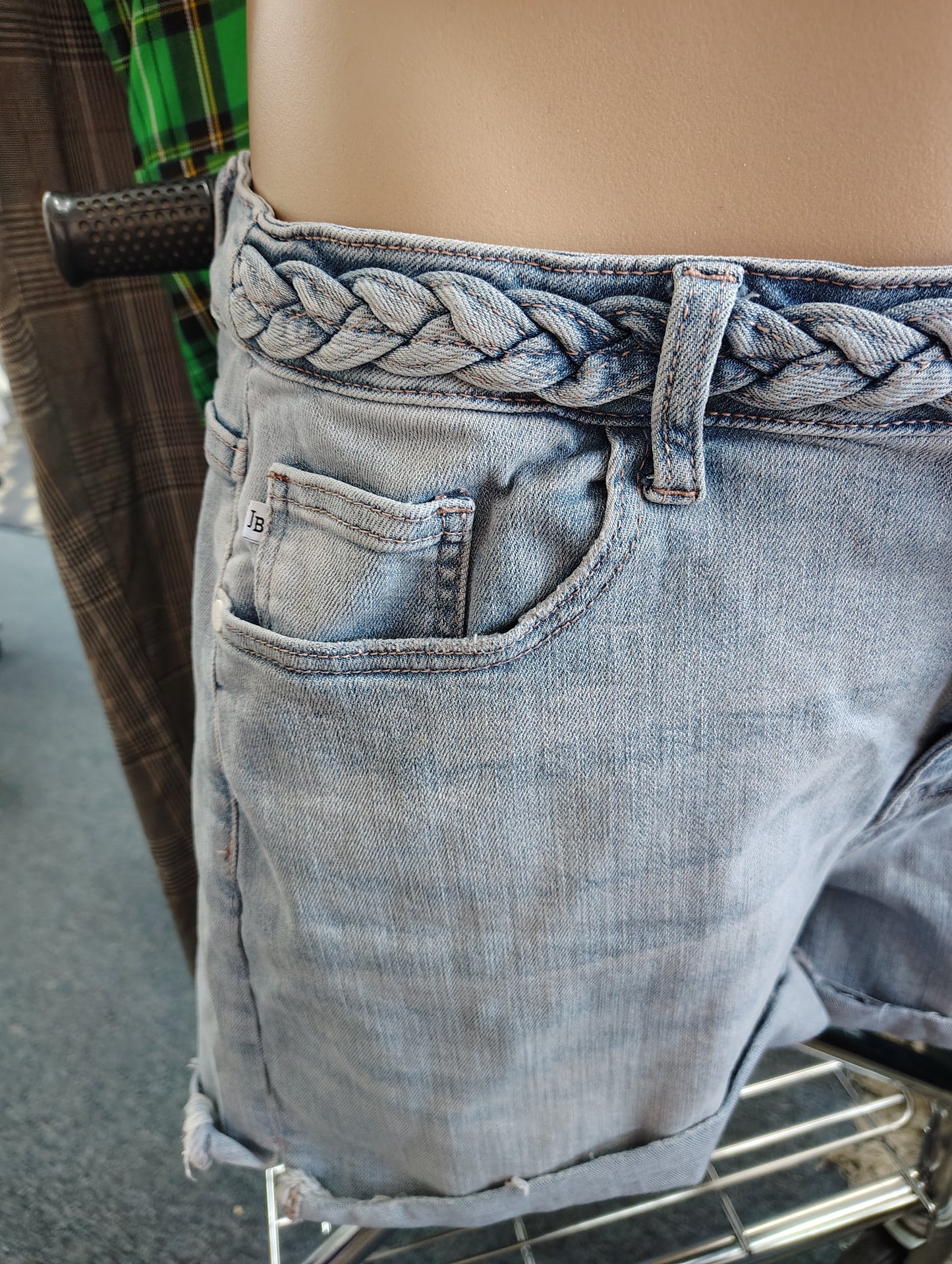 Judy Blue braided waist stretchy denim shorts size 2x