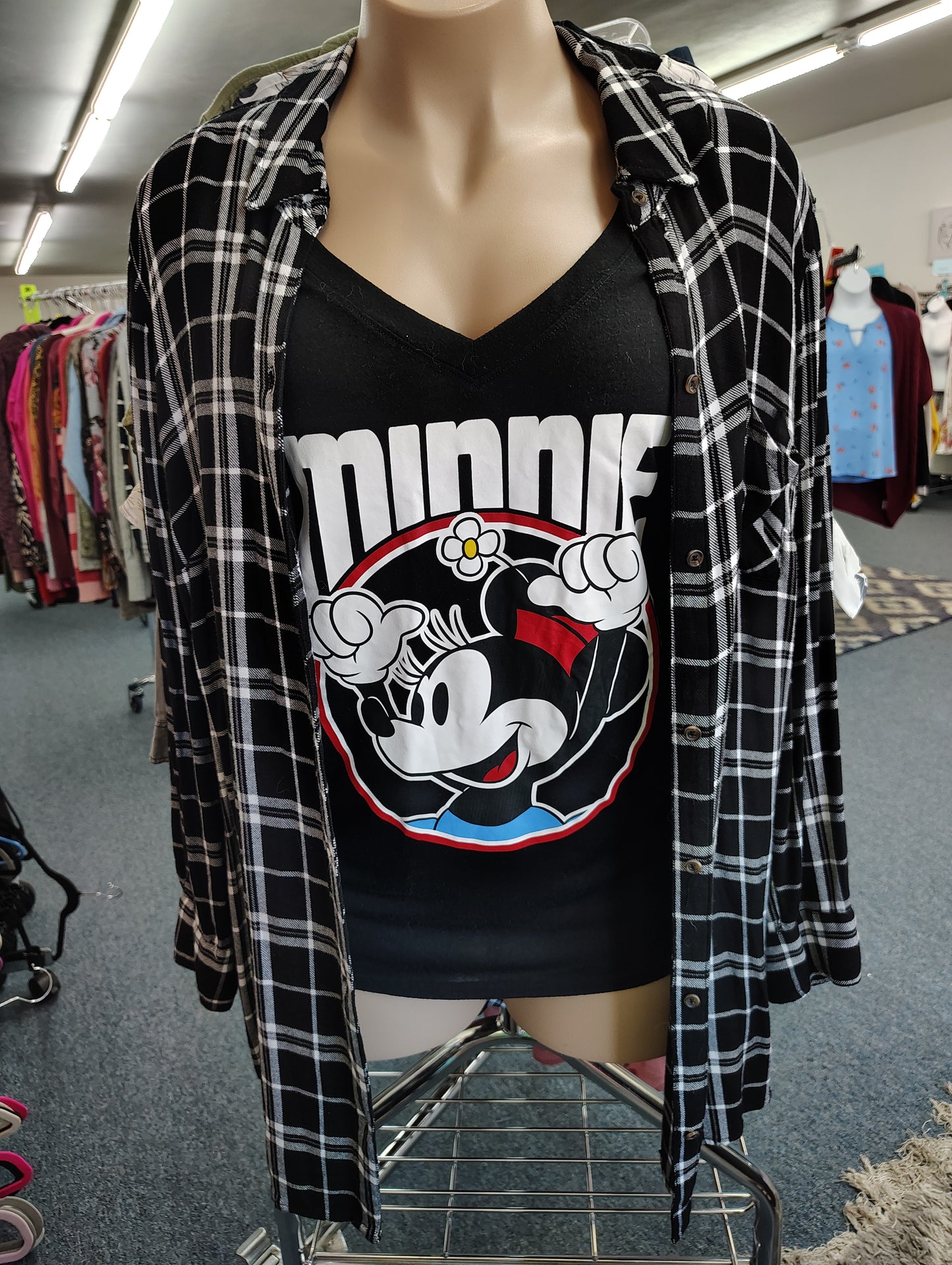 Ava & Viv black and white plaid tunic button front shirt 4x