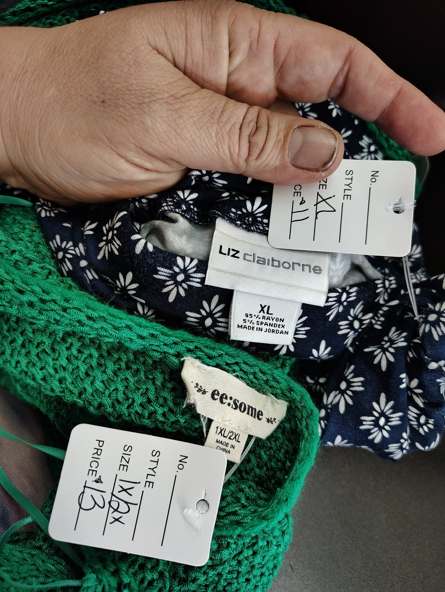 Liz Claiborne blue and green knit maxi skirt size xl