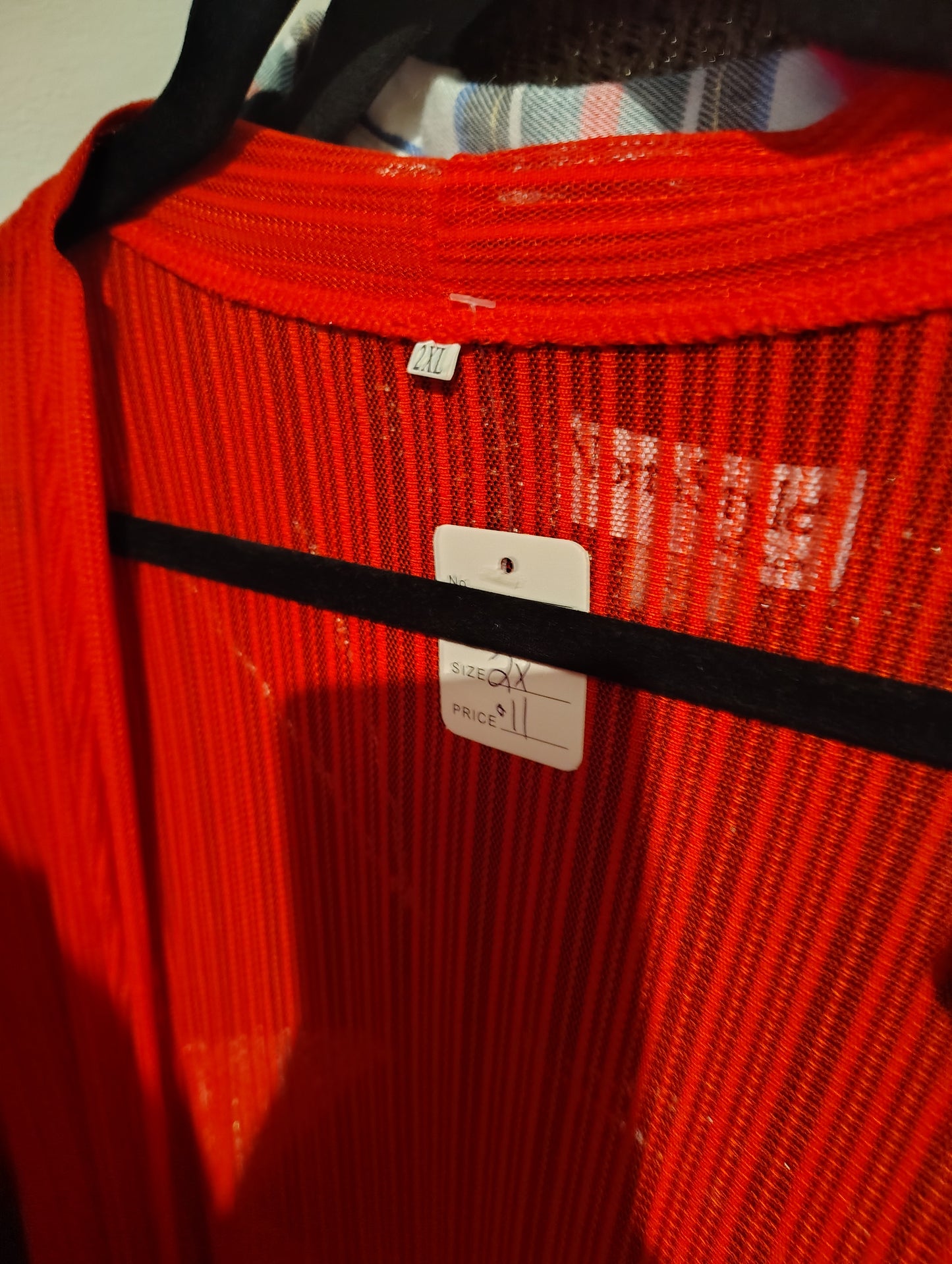 Red pleated kimono coverup with floral accent 2x