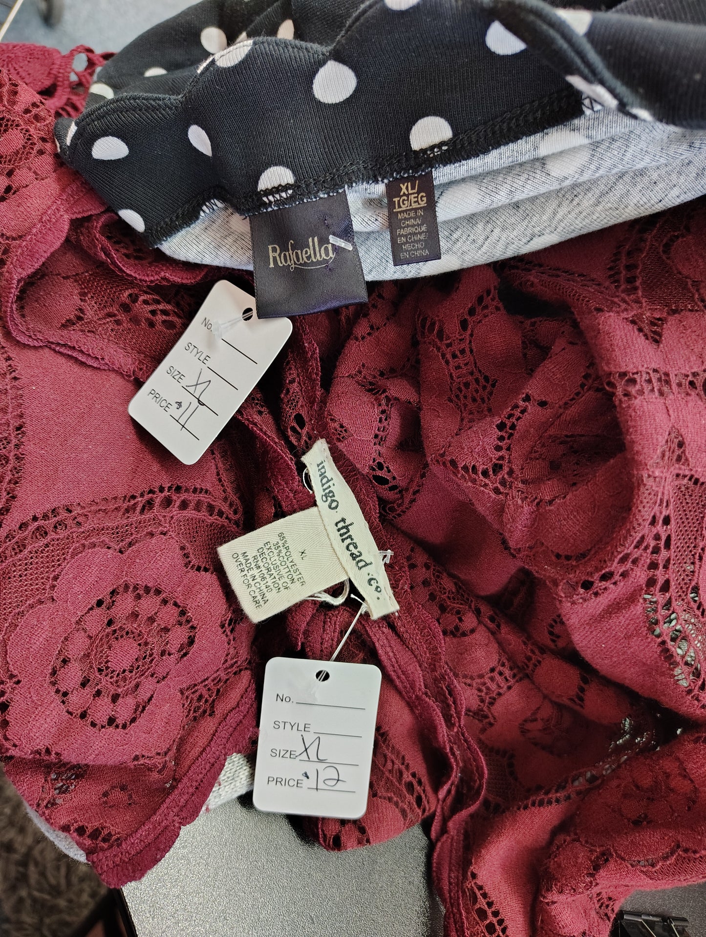 Rafaella black and white polka dot knit top size xl