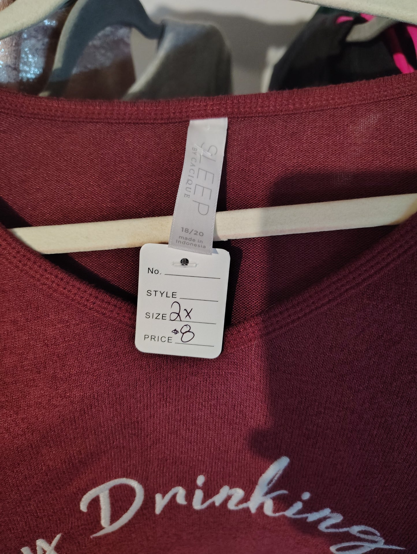 Sleep by Cacique soft Holiday Drinking Team reindeer top size 2x