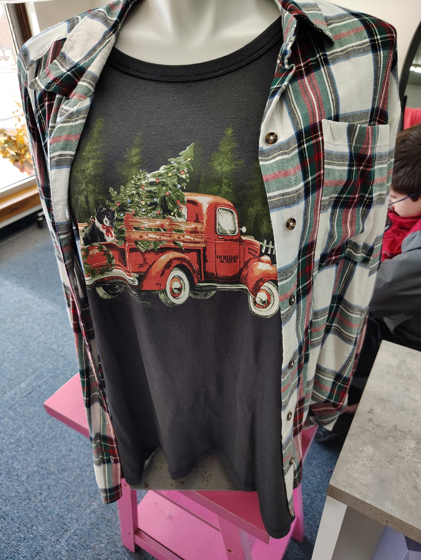 Style & Co plaid with glitter thread button front shirt size 4x