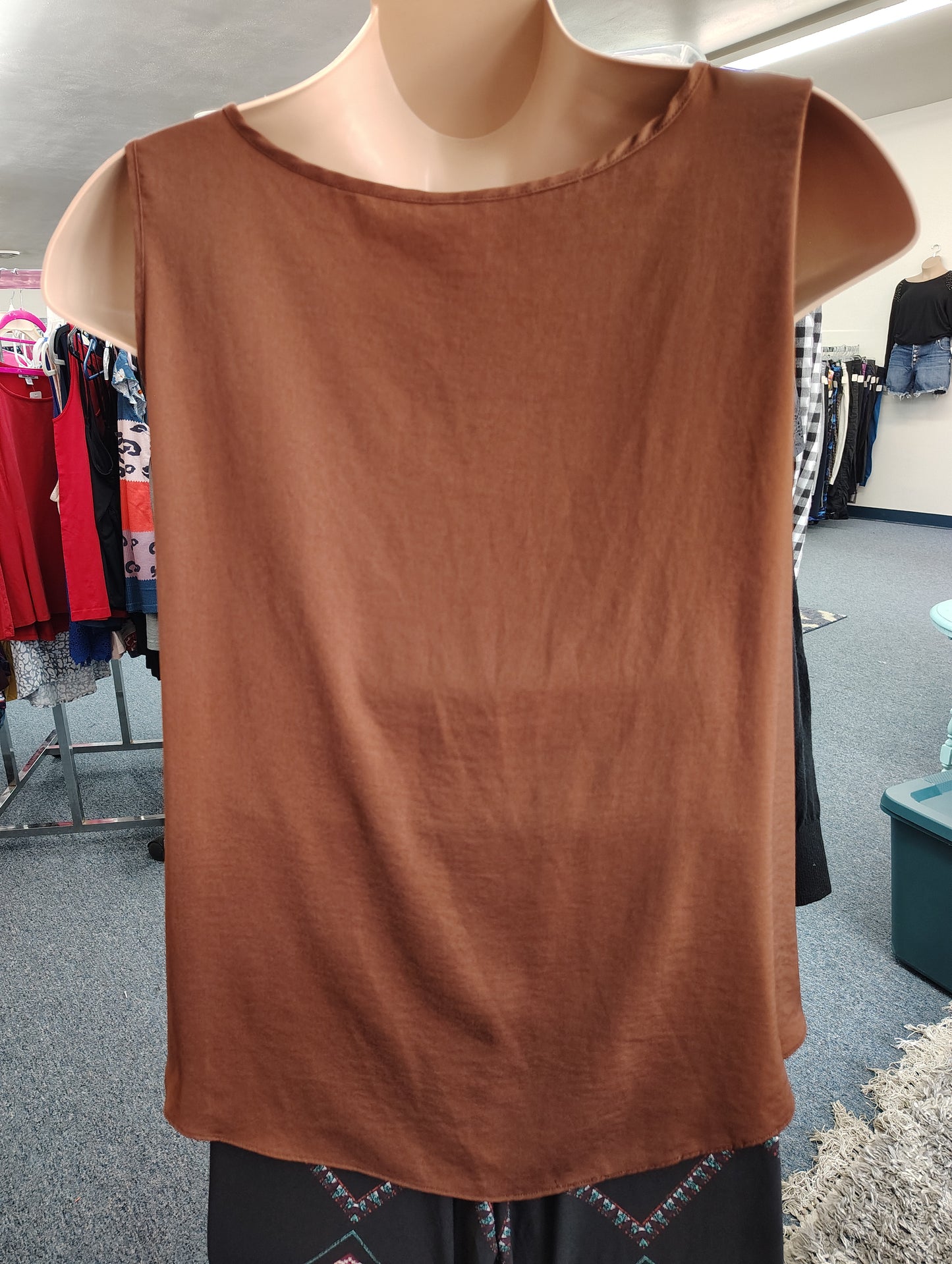 Cato brown slinky lace trim dressy tank top size 3x