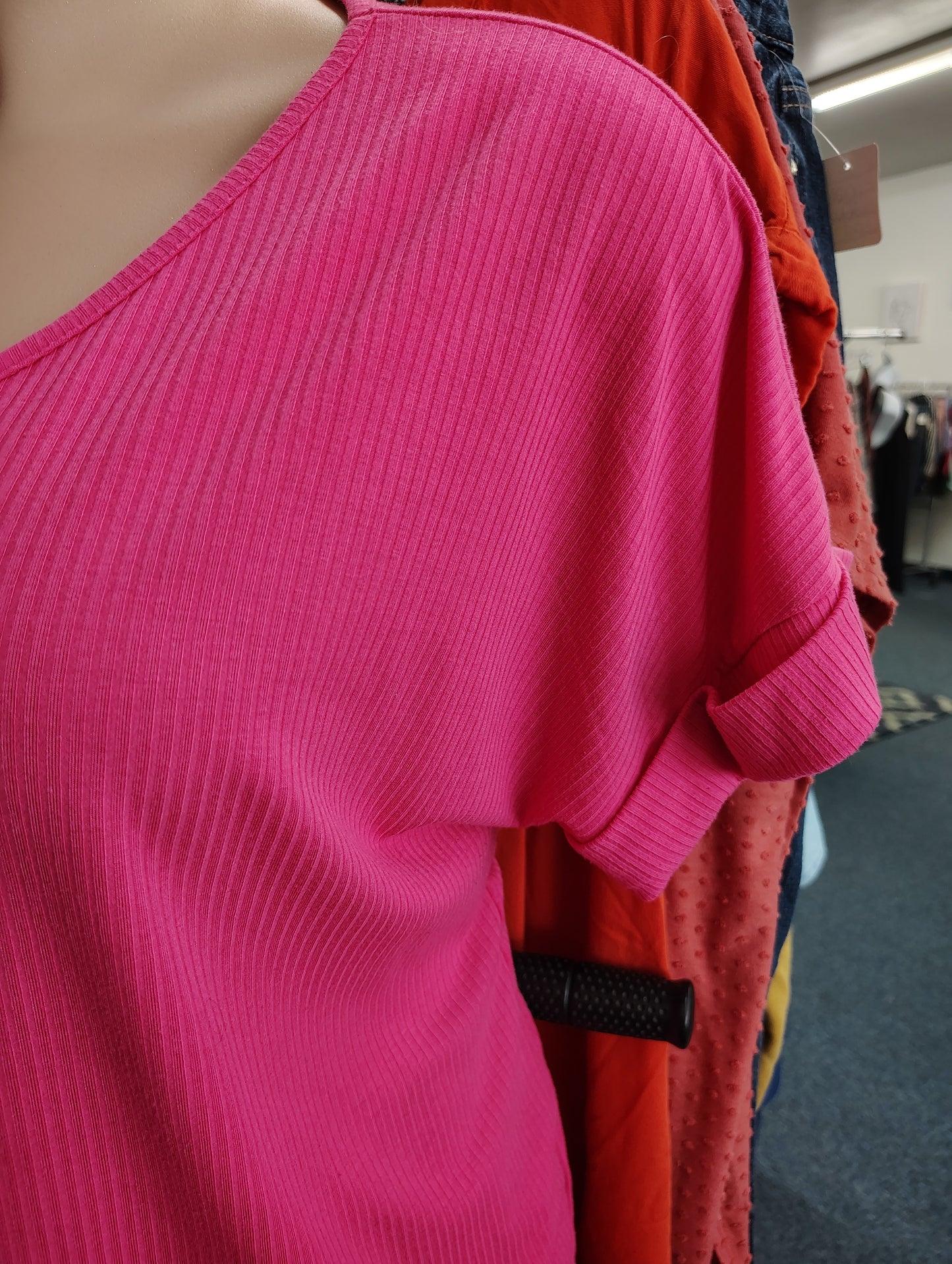 Zenana pink ribbed top size 2x
