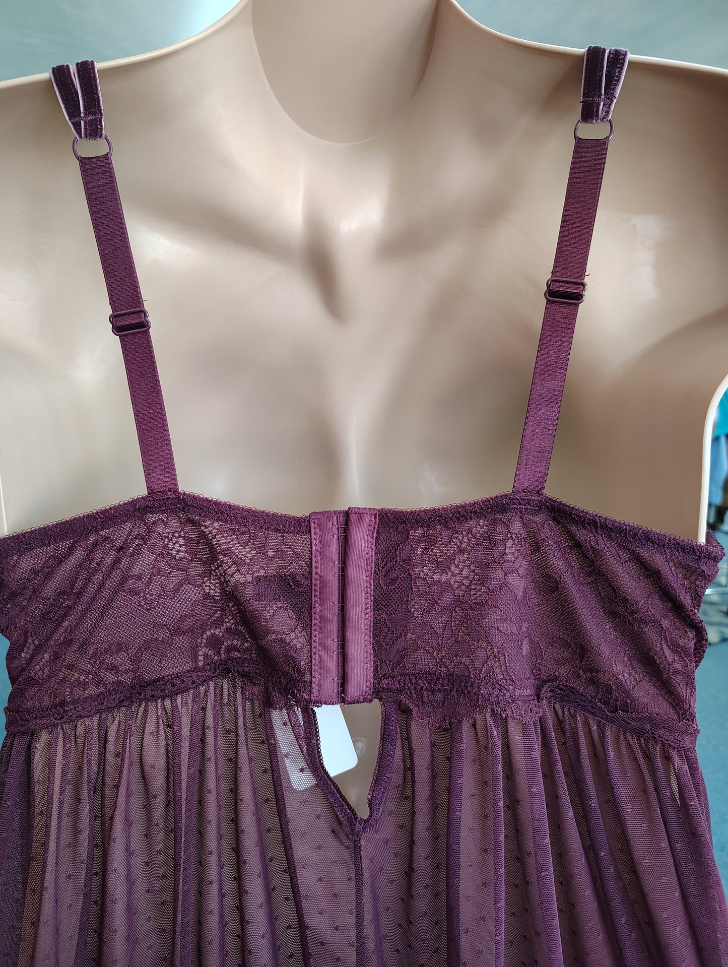 Torrid babydoll chemise underwire purple velvet and lace 3x