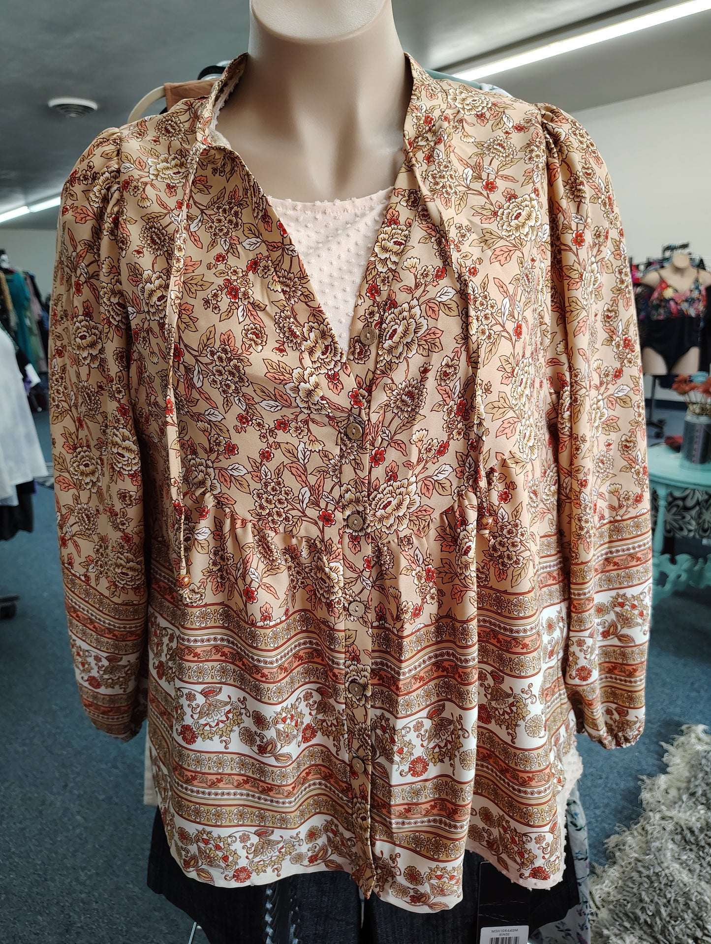 Floral button front top size XL
