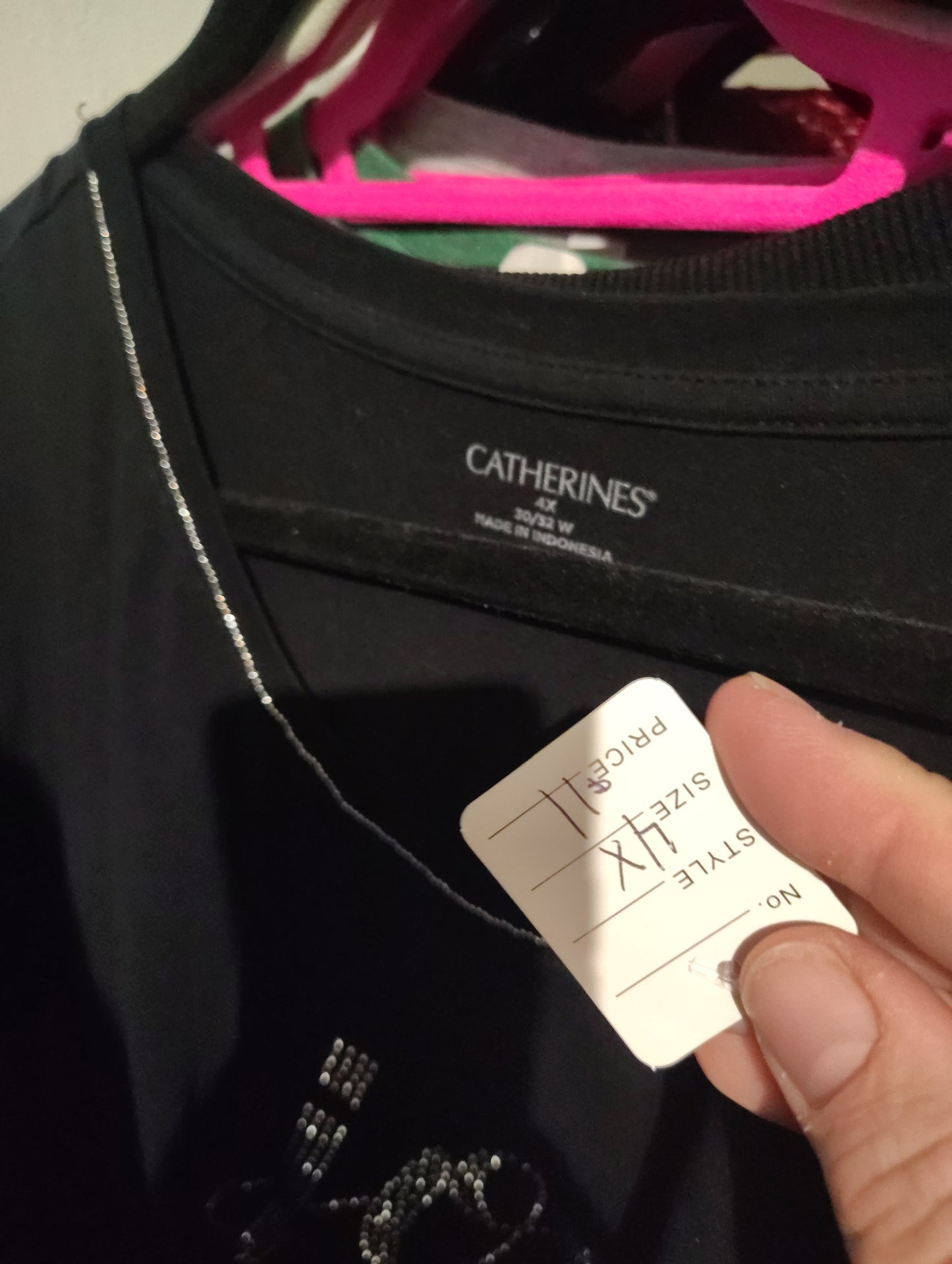 Catherines black Joy blingy ling sleeve top size 4x