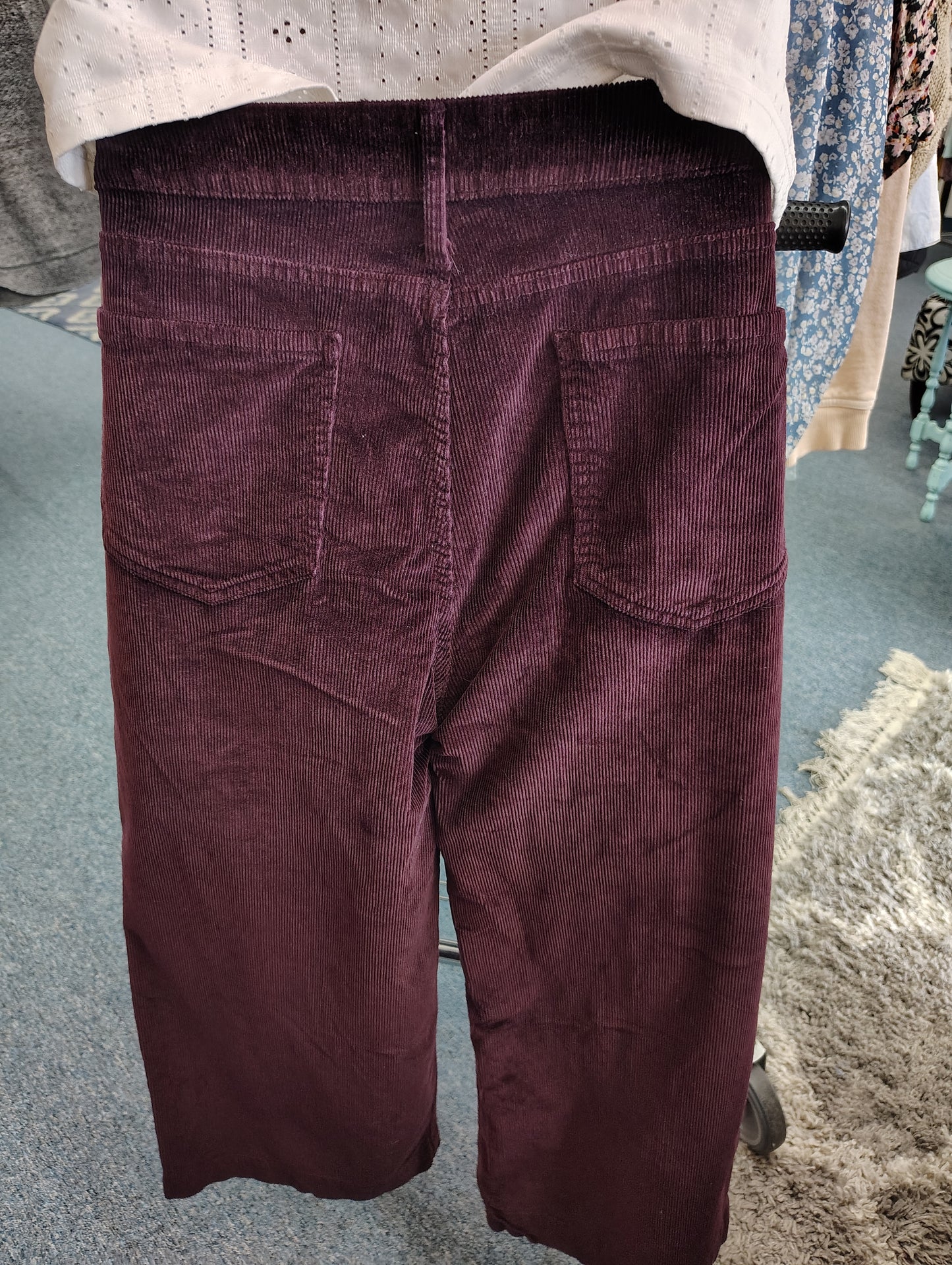 Time & Tru purple wide leg cropped corduroy pants size 16